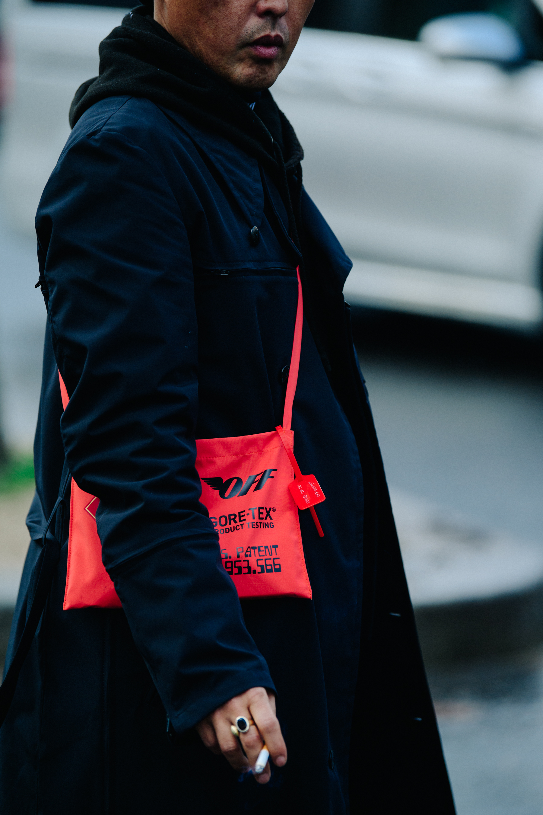 Man wearing Gore-tex bag