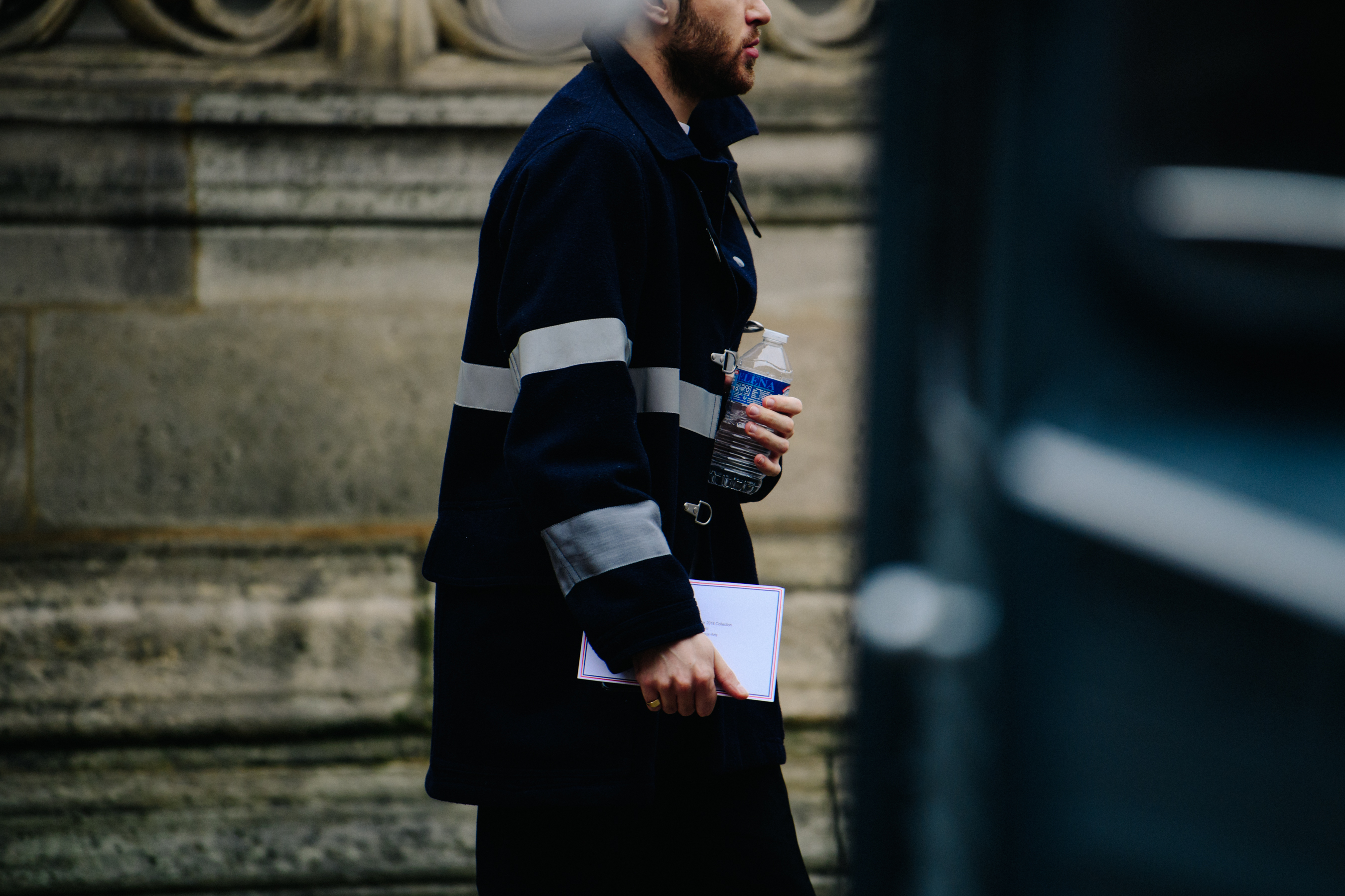 Man wearing striped jacket
