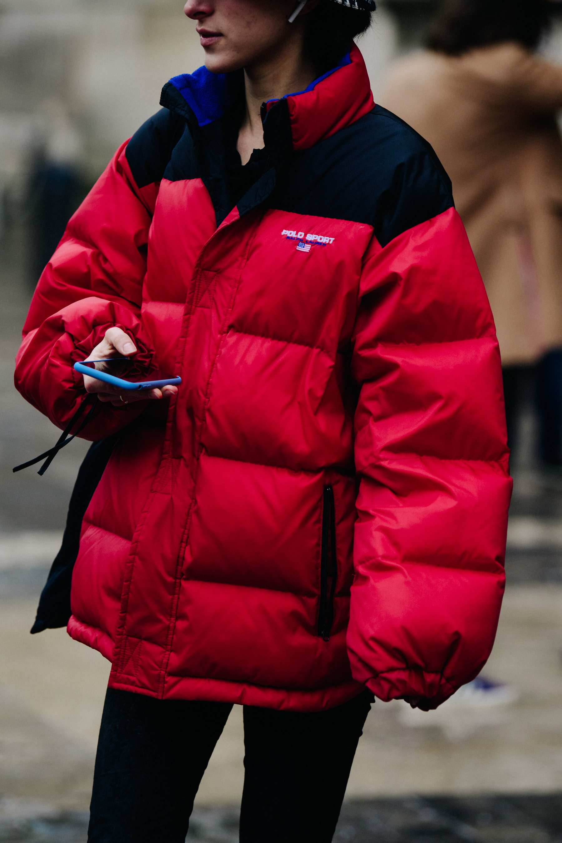 Woman wearing Ralph Lauren jacket