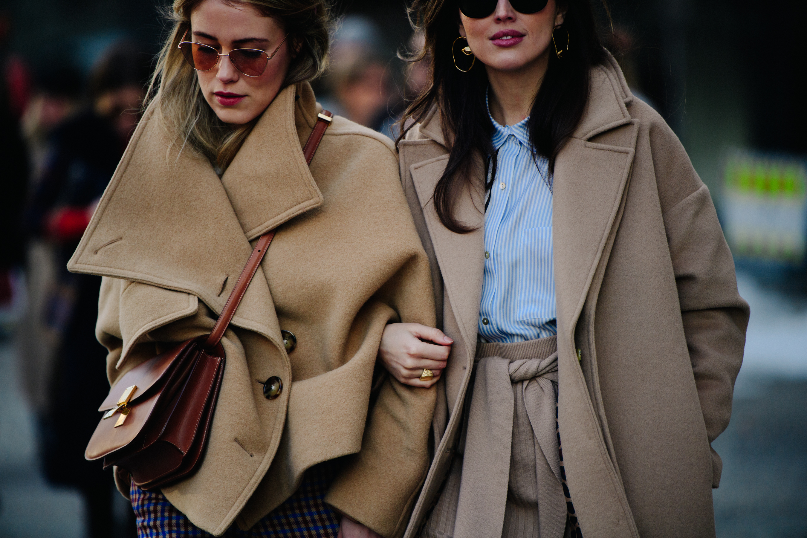 Two Norwegian bloggers wearing camel wool coats