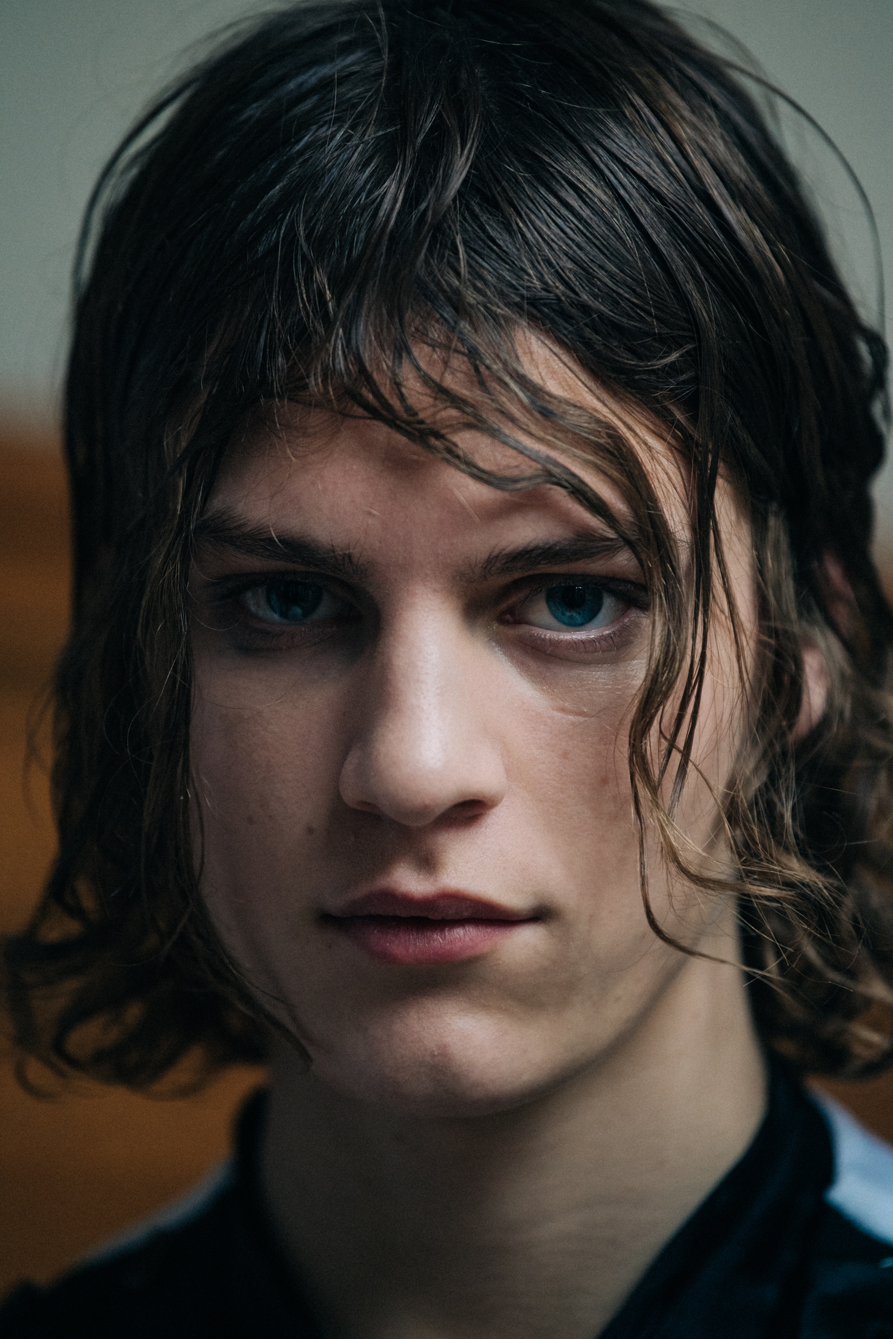 Portrait of model with long brown hair