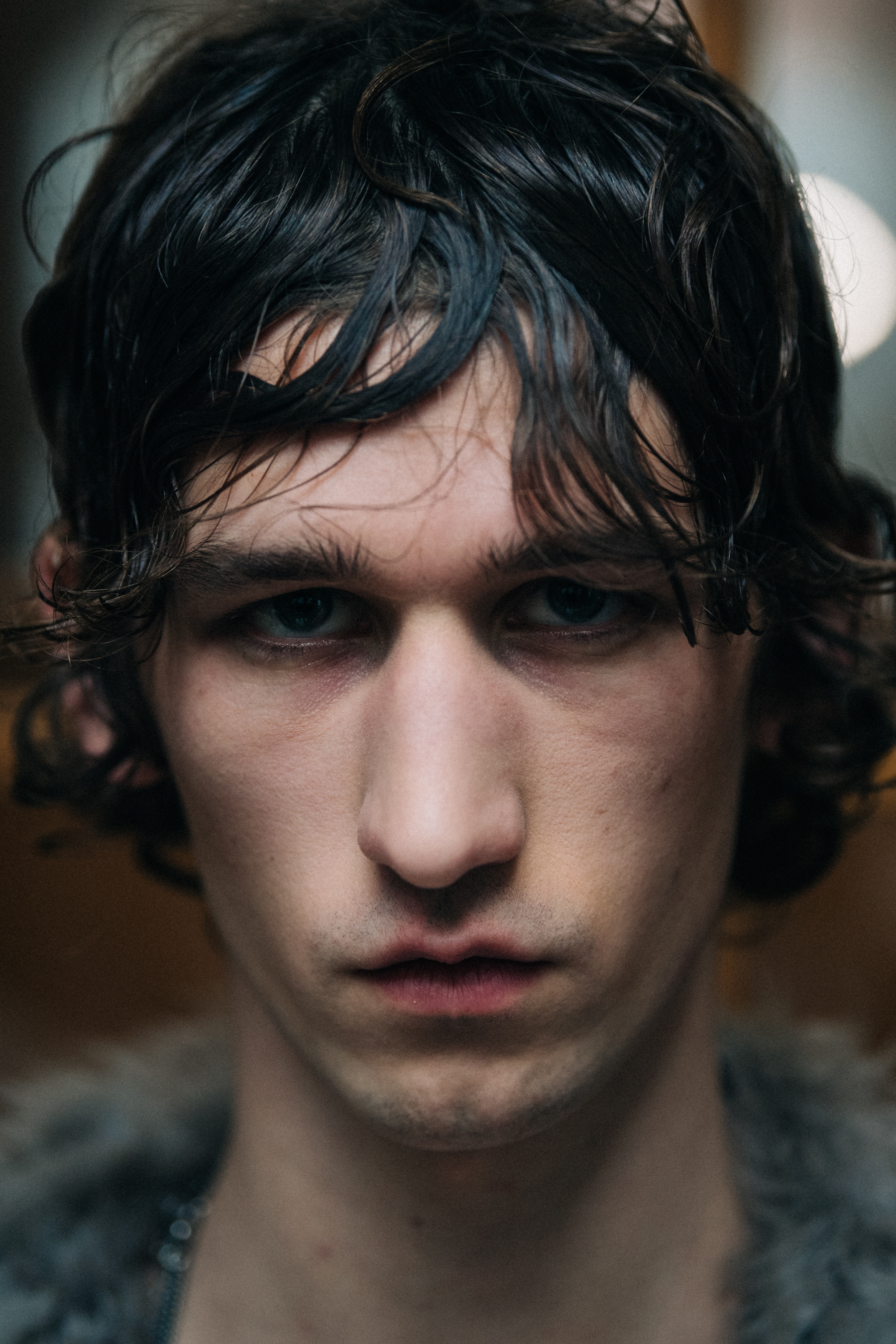 Portrait of model with large nose