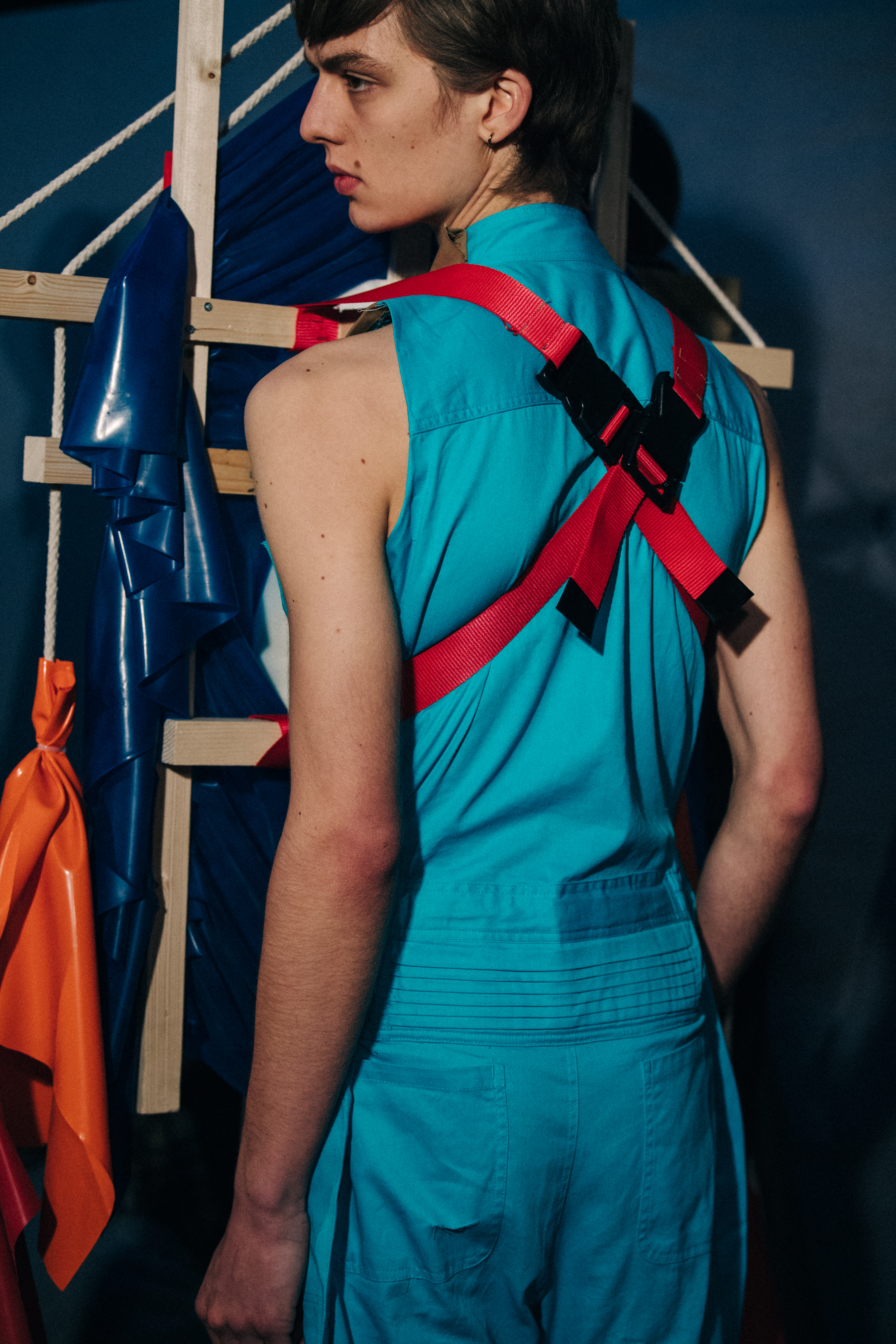 Leon Dame wearing blue Craig Green outfit