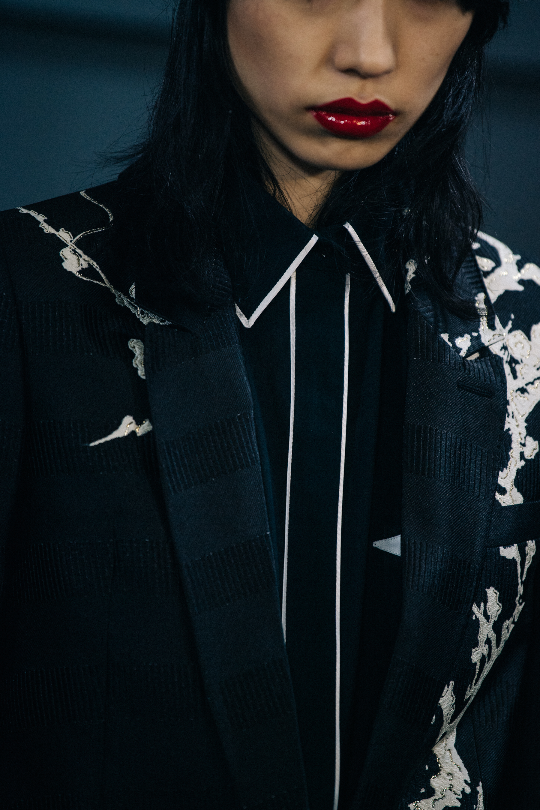 Asian model with red lipstick