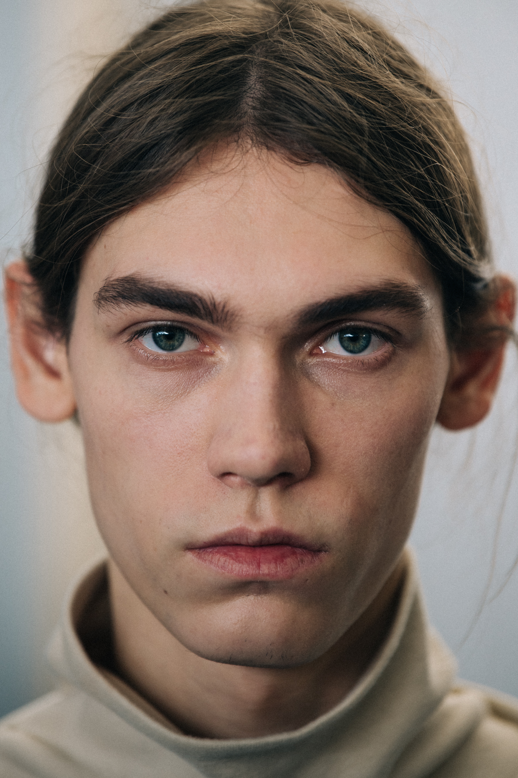 Portrait of male model backstage at Lemaire
