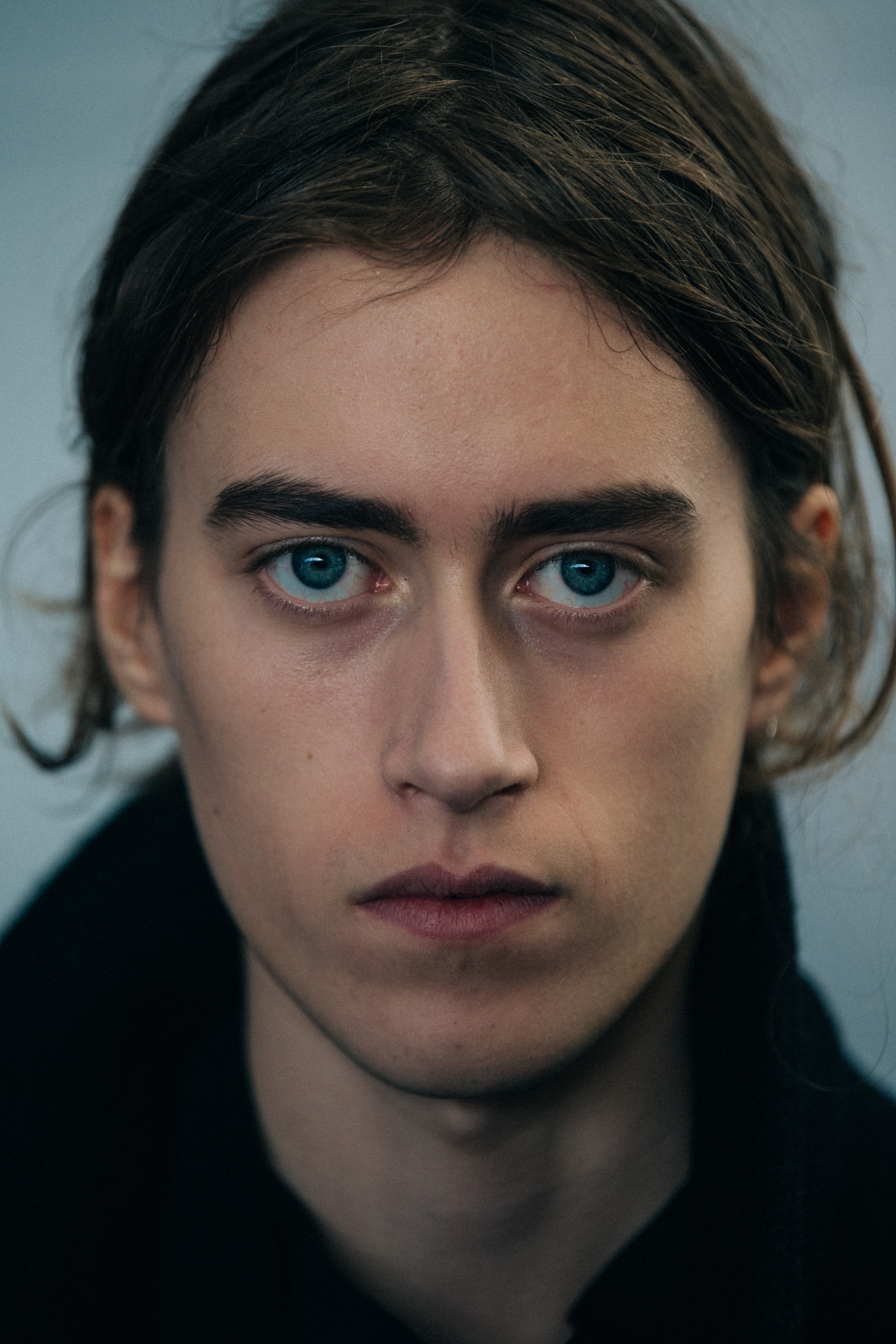Portrait of model with blue eyes