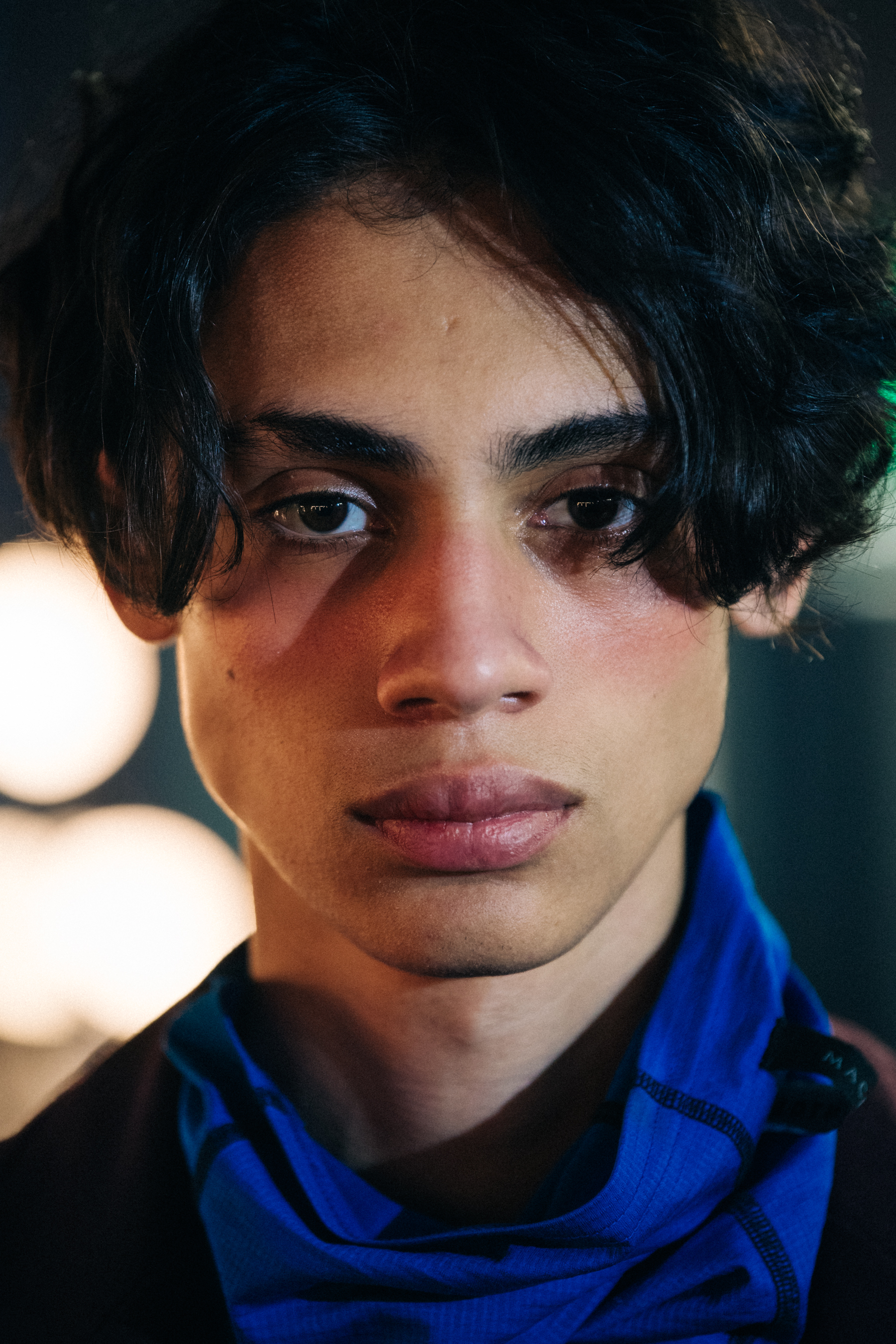 Portrait of model with long messy hair
