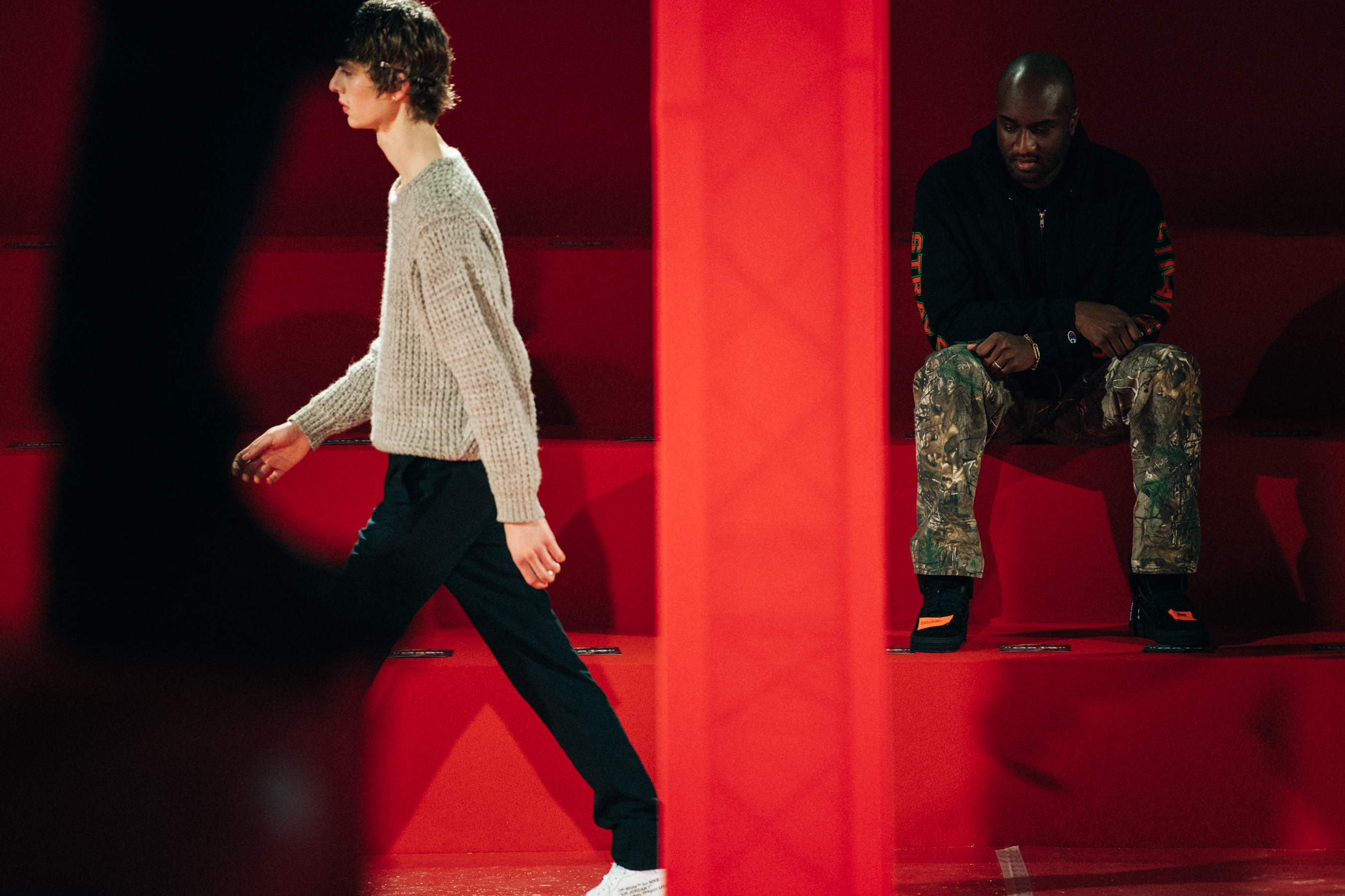 Virgil Abloh watching the runway