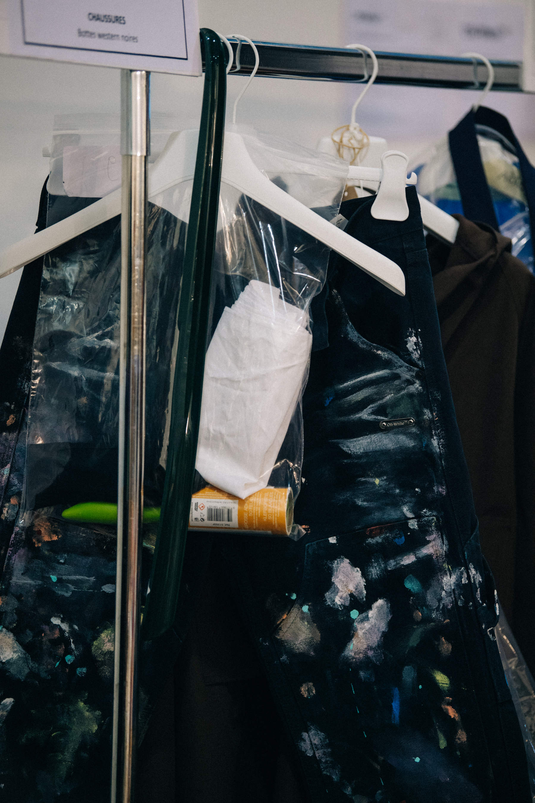 Off-White x Gore-tex clothing backstage