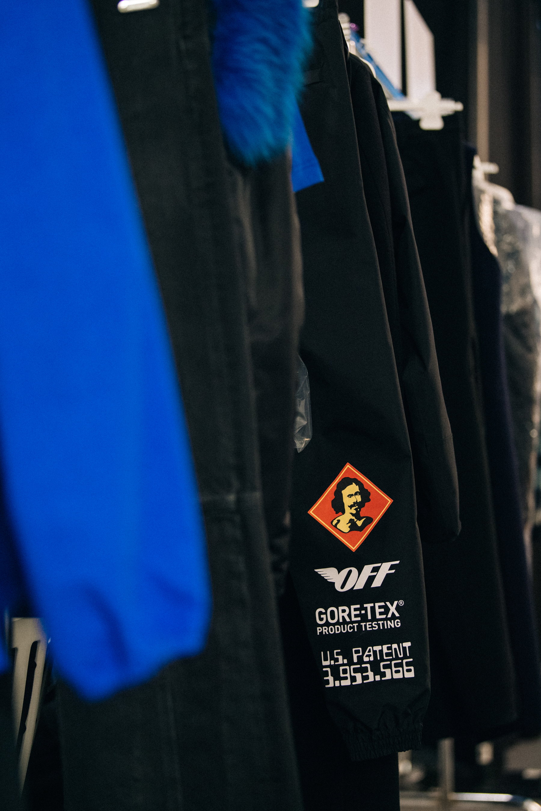 Off-White x Gore-tex clothing backstage