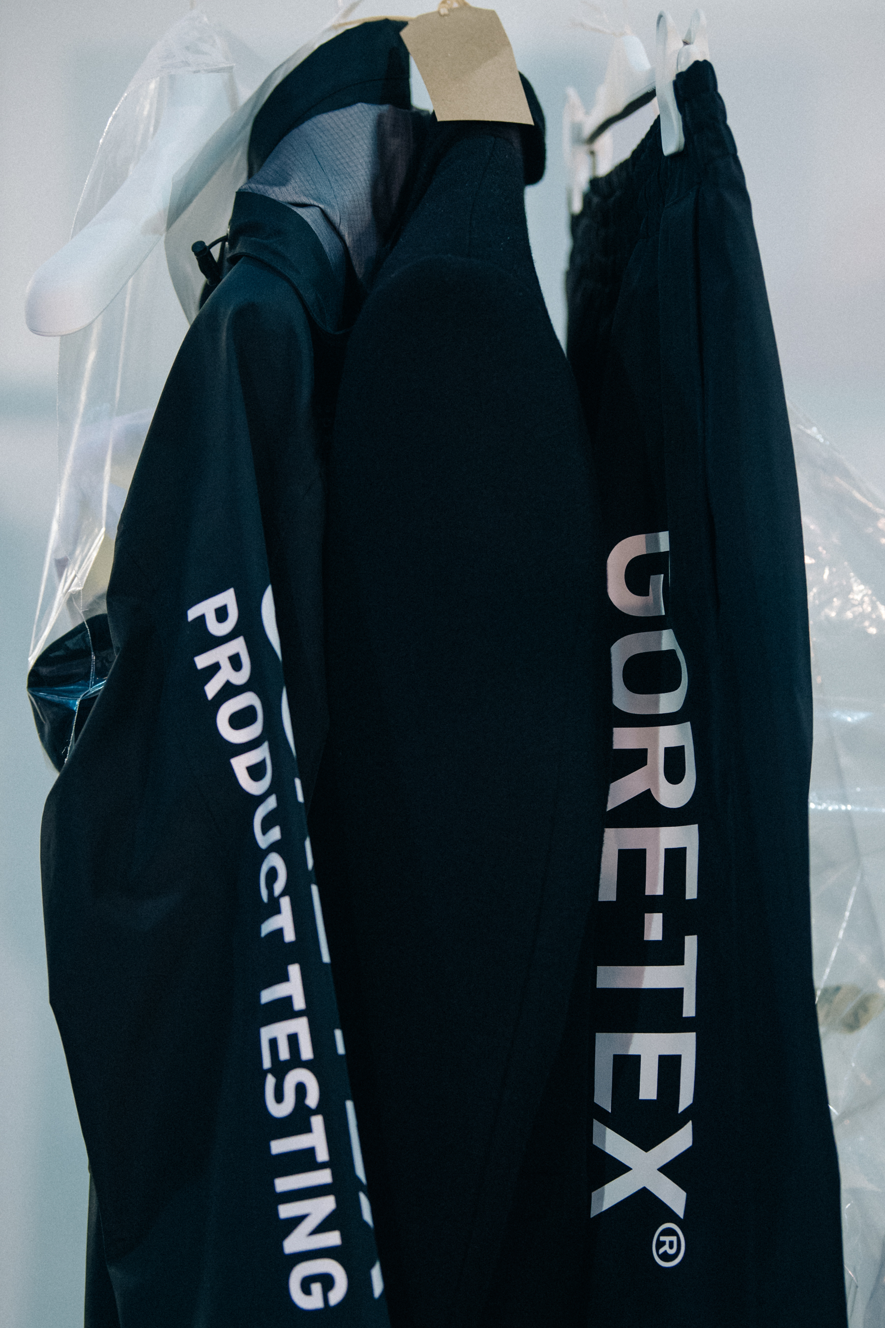 Off-White x Gore-tex clothing backstage