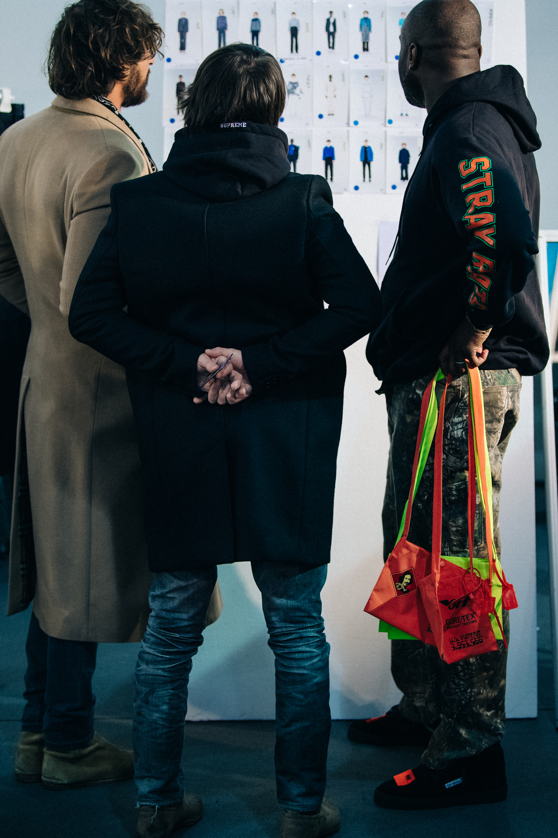 Virgil Abloh holding Gore-tex bags