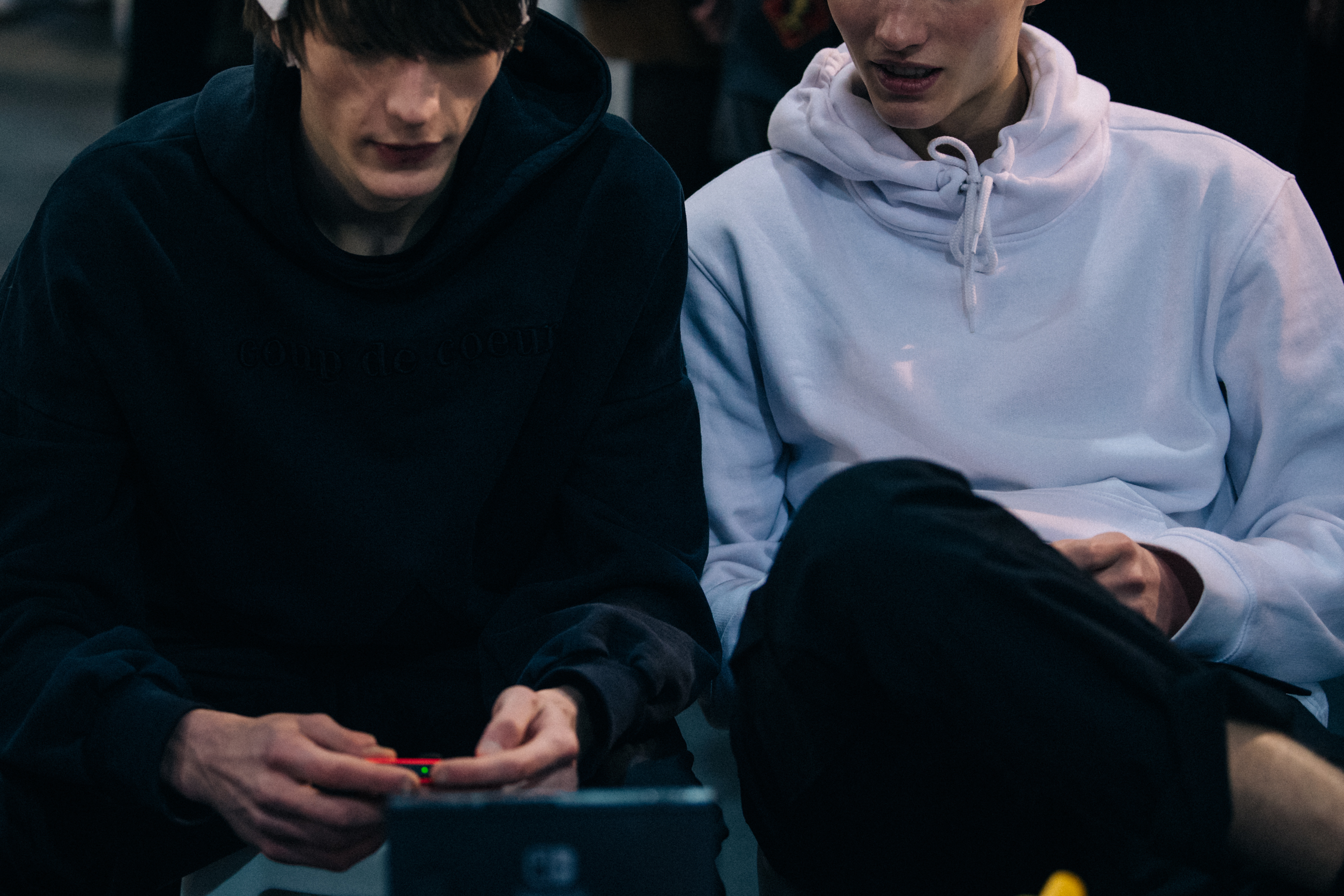 Model waiting backstage in preparation