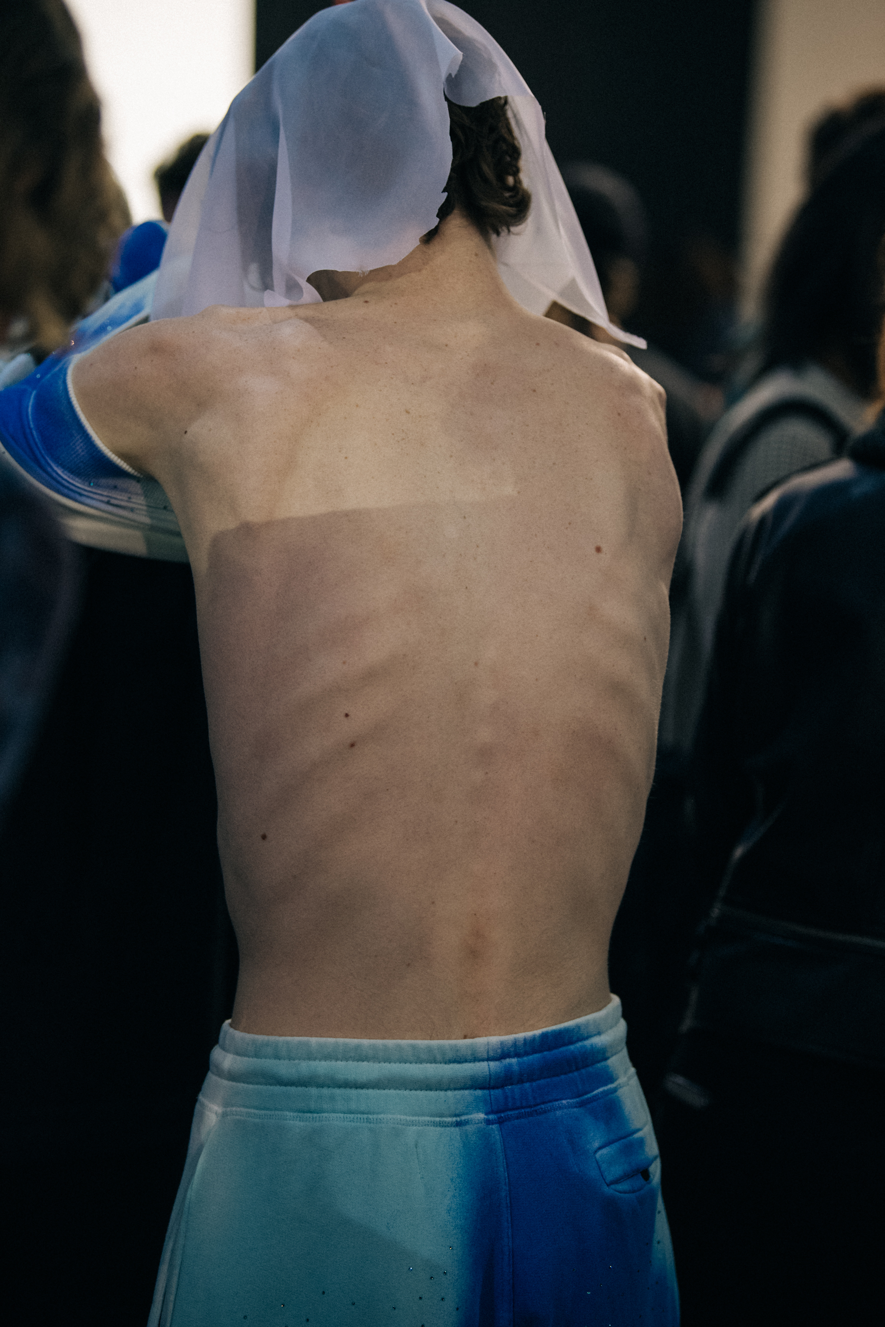 Models dressing backstage at Off-White