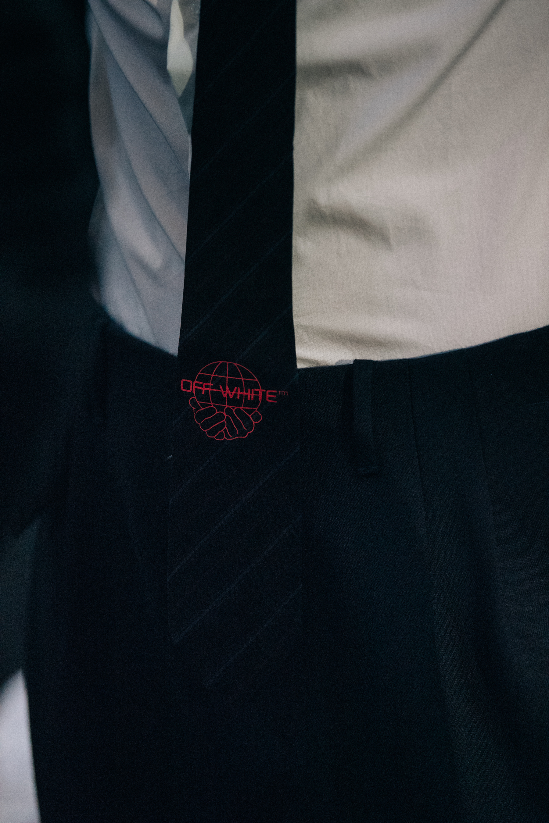 Off-White black and red tie