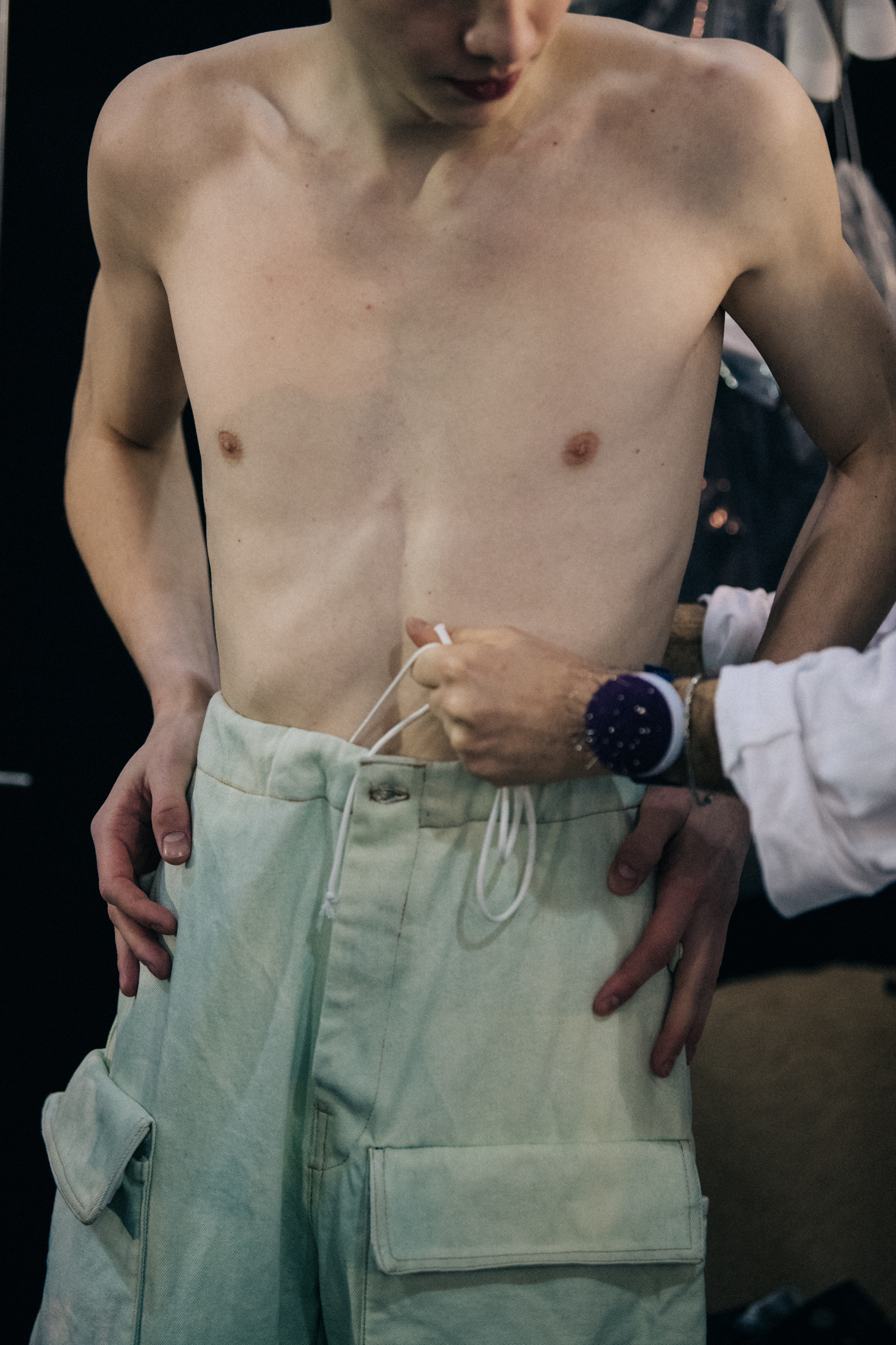 Model dressing backstage