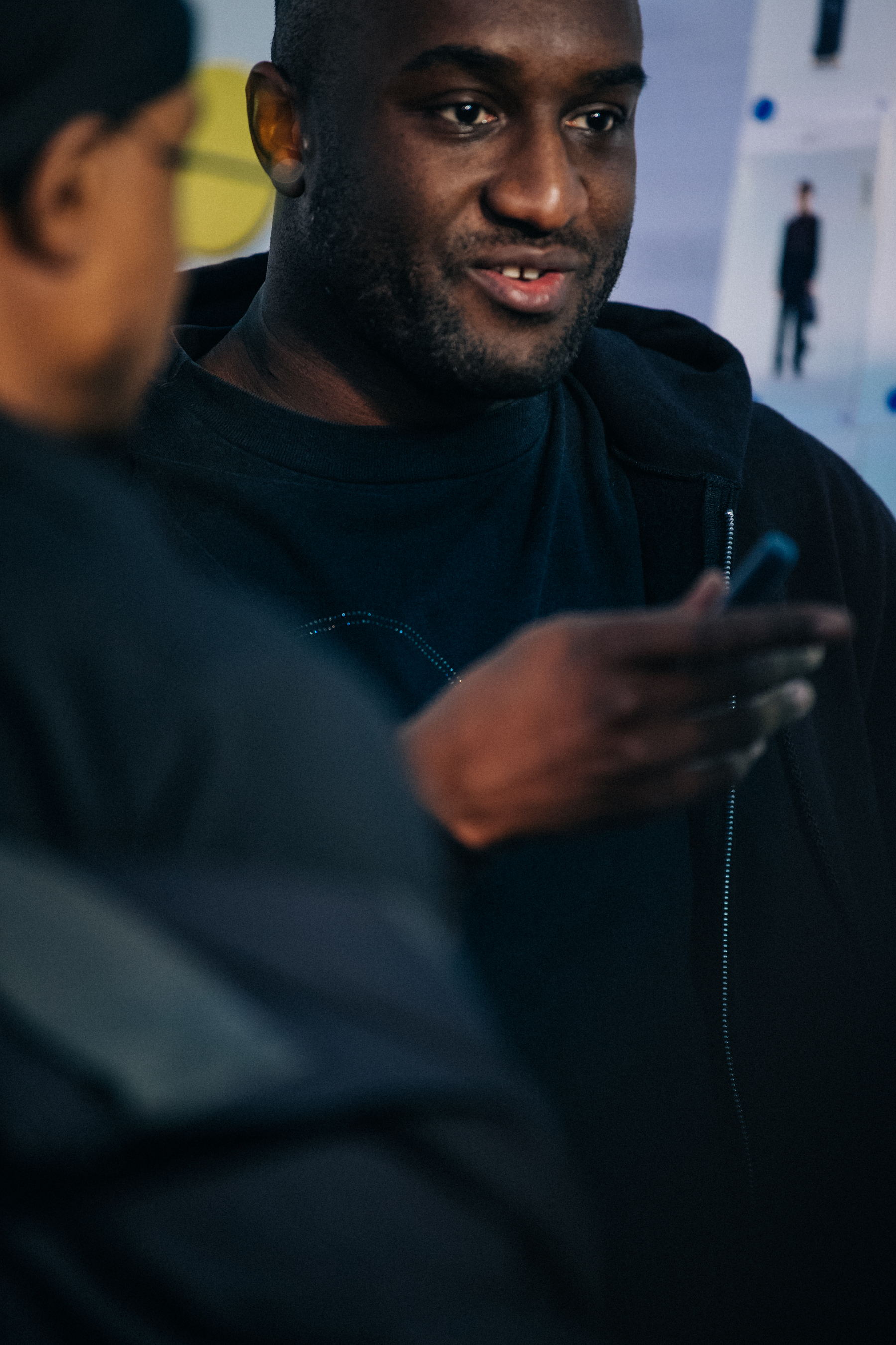 Virgil Abloh backstage at Off-White show