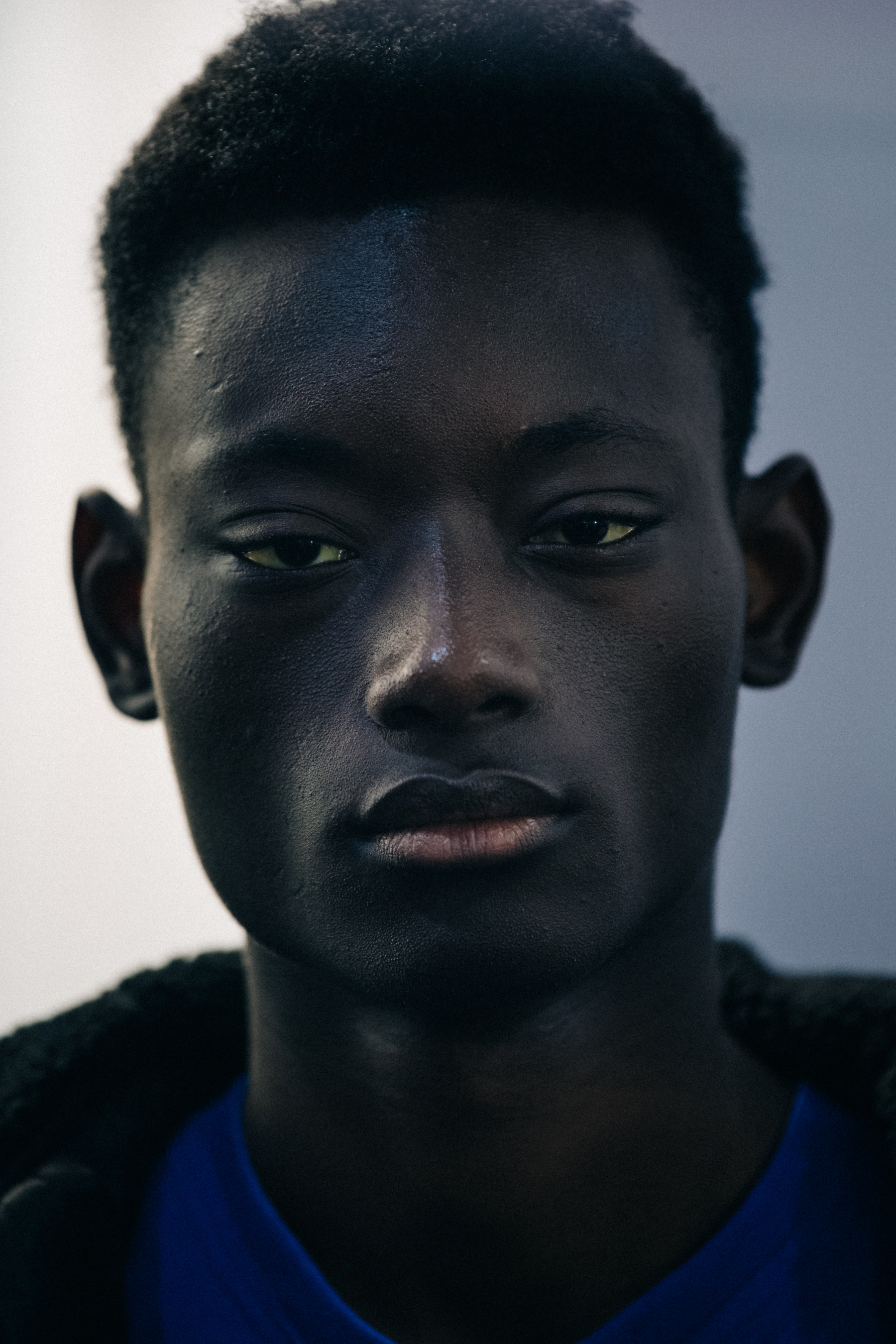 Portrait of black male model backstage
