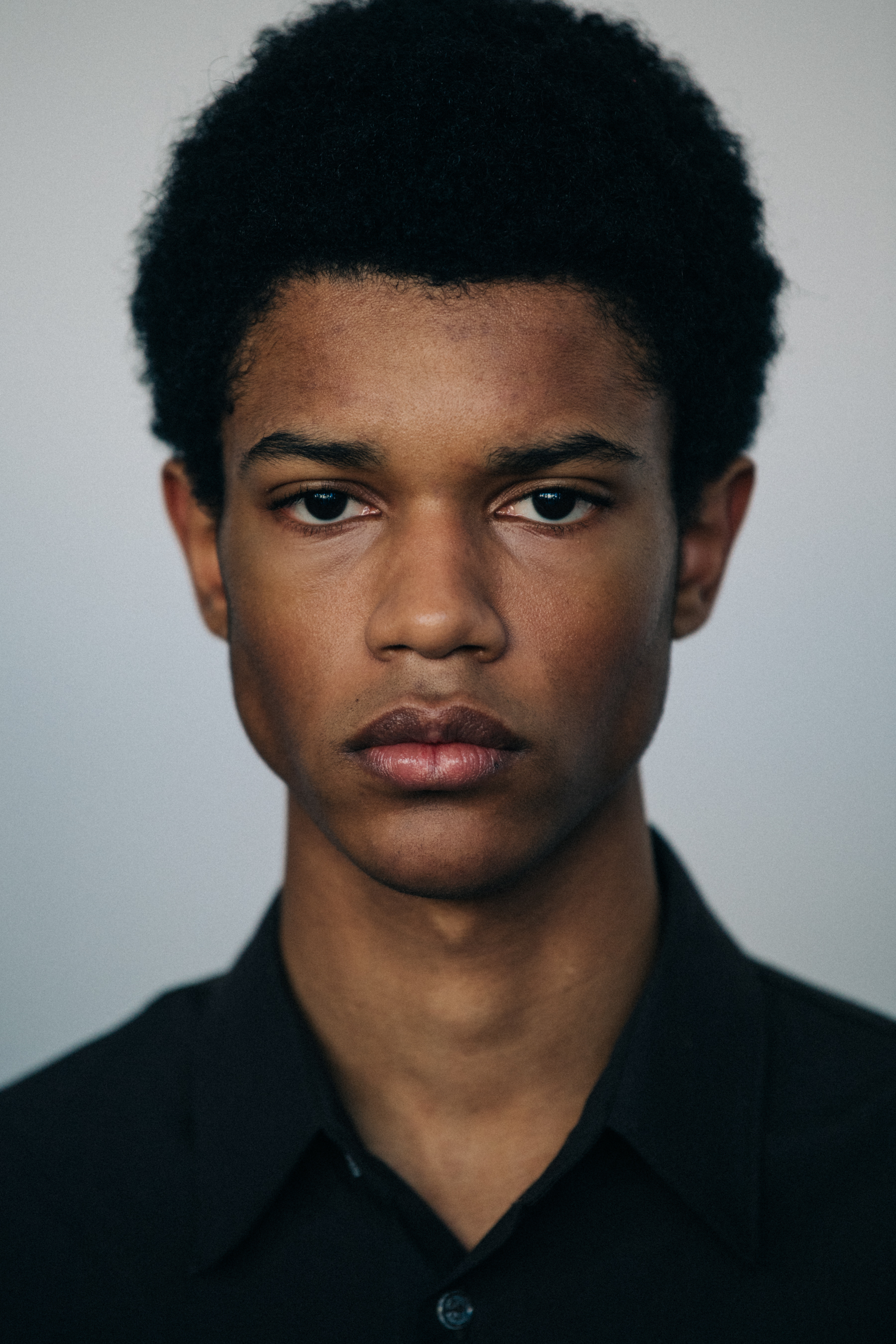 Male model with thick black hair