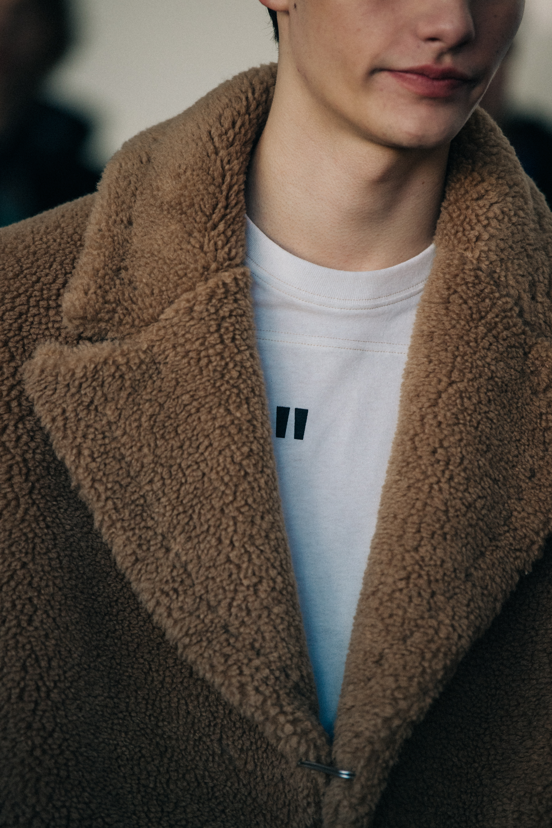 Model wearing brown fur coat