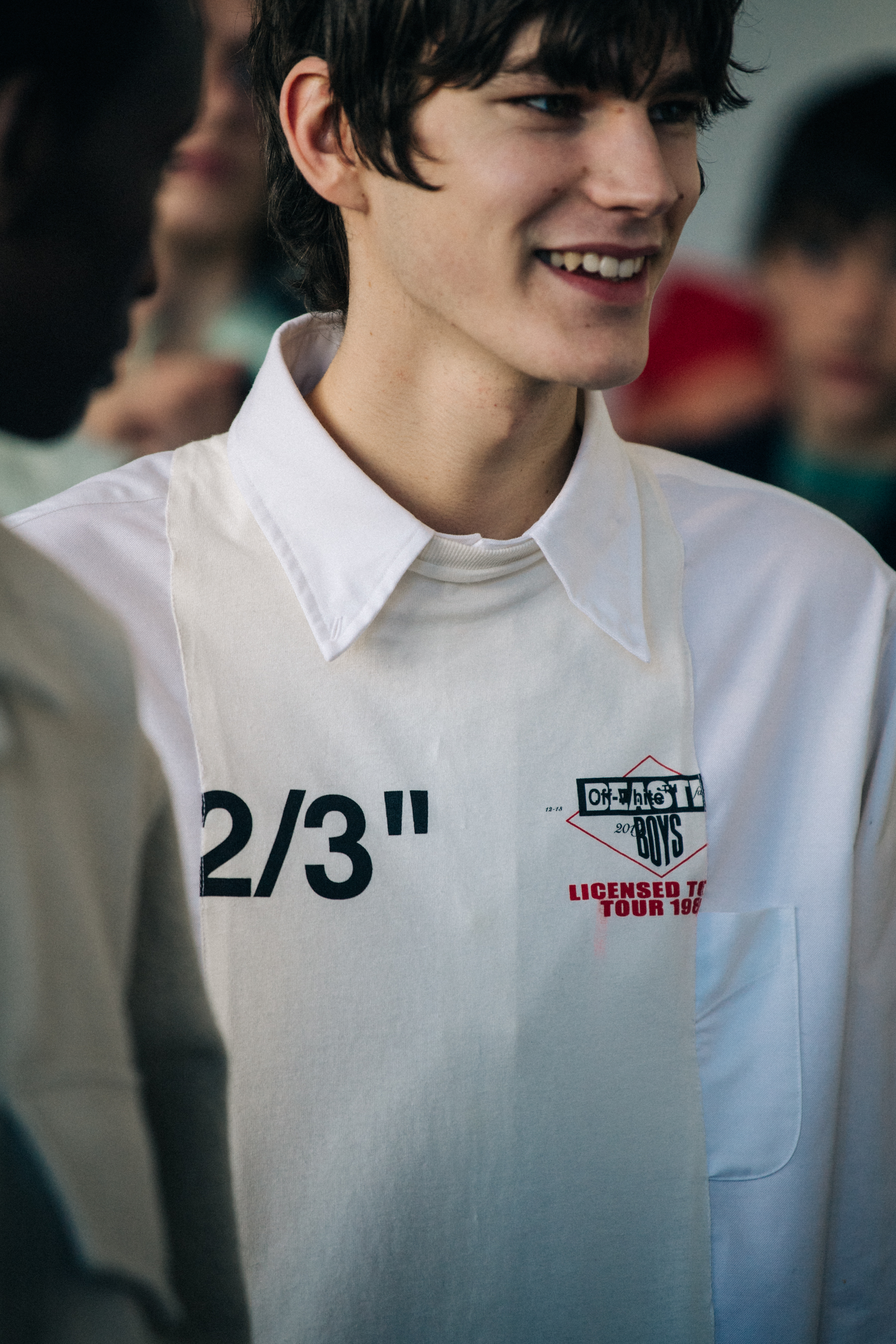 Model wearing white Off-White shirt