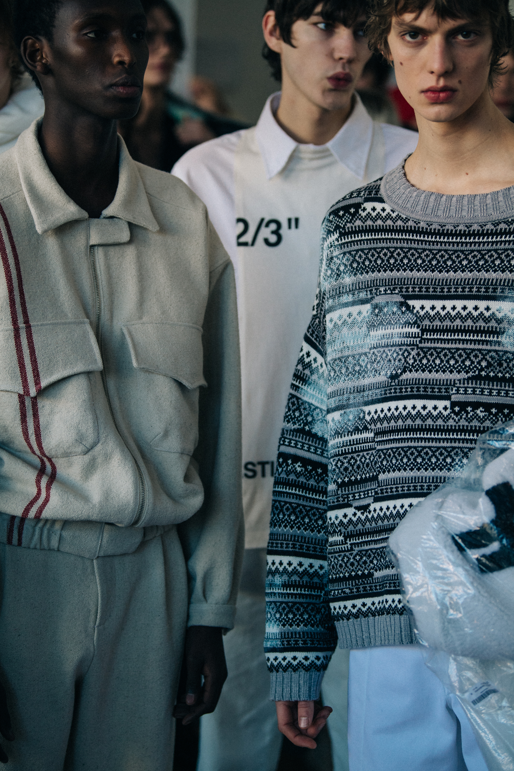 Models Elias de Poot and Leon Dame backstage