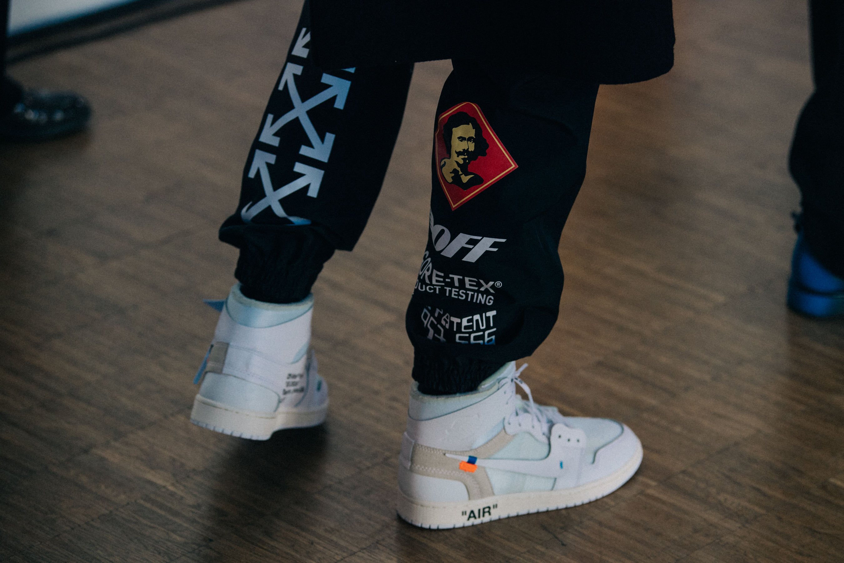 Shoe details backstage at Off-White FW18