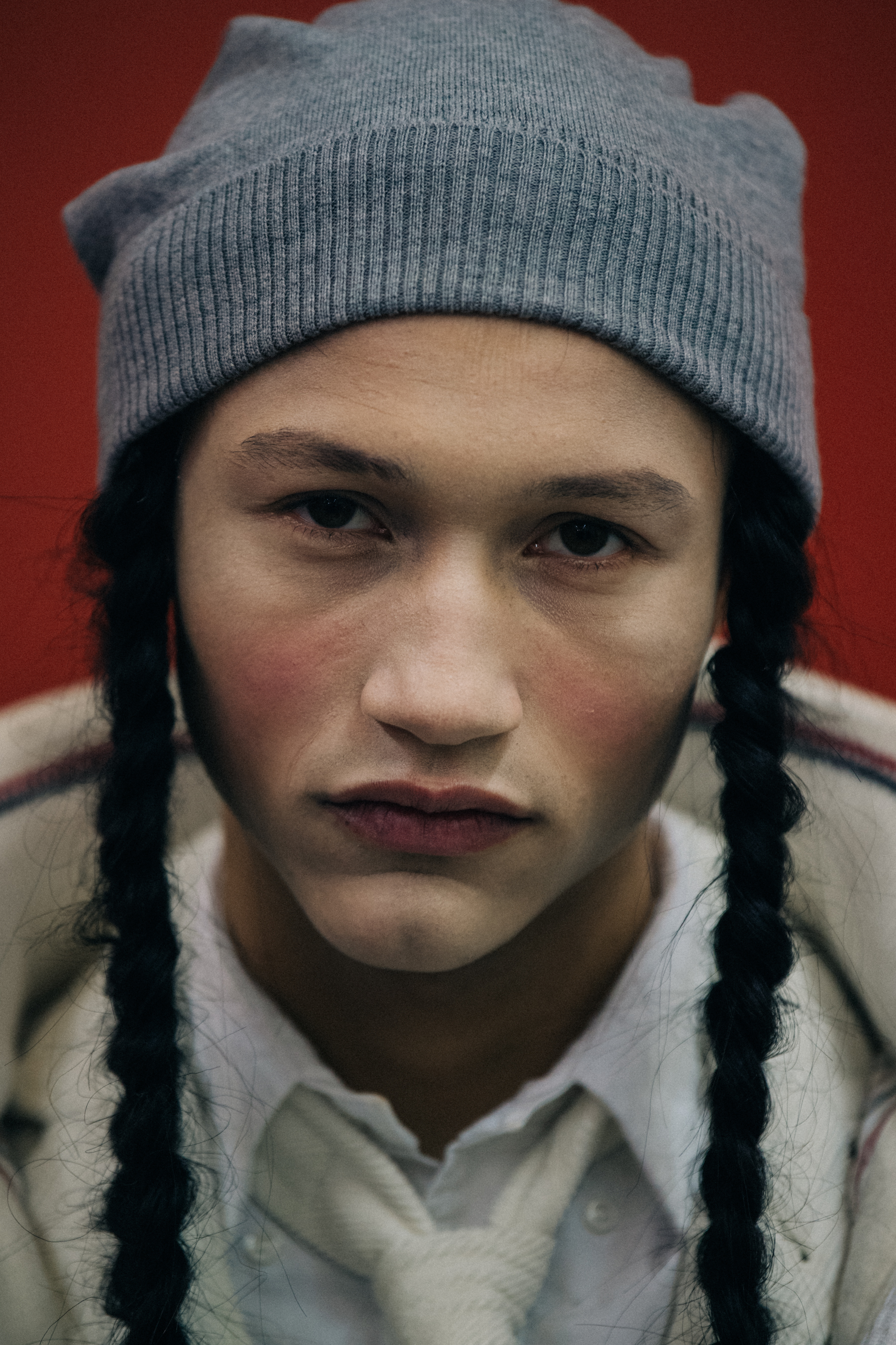 Portrait of model with pigtails
