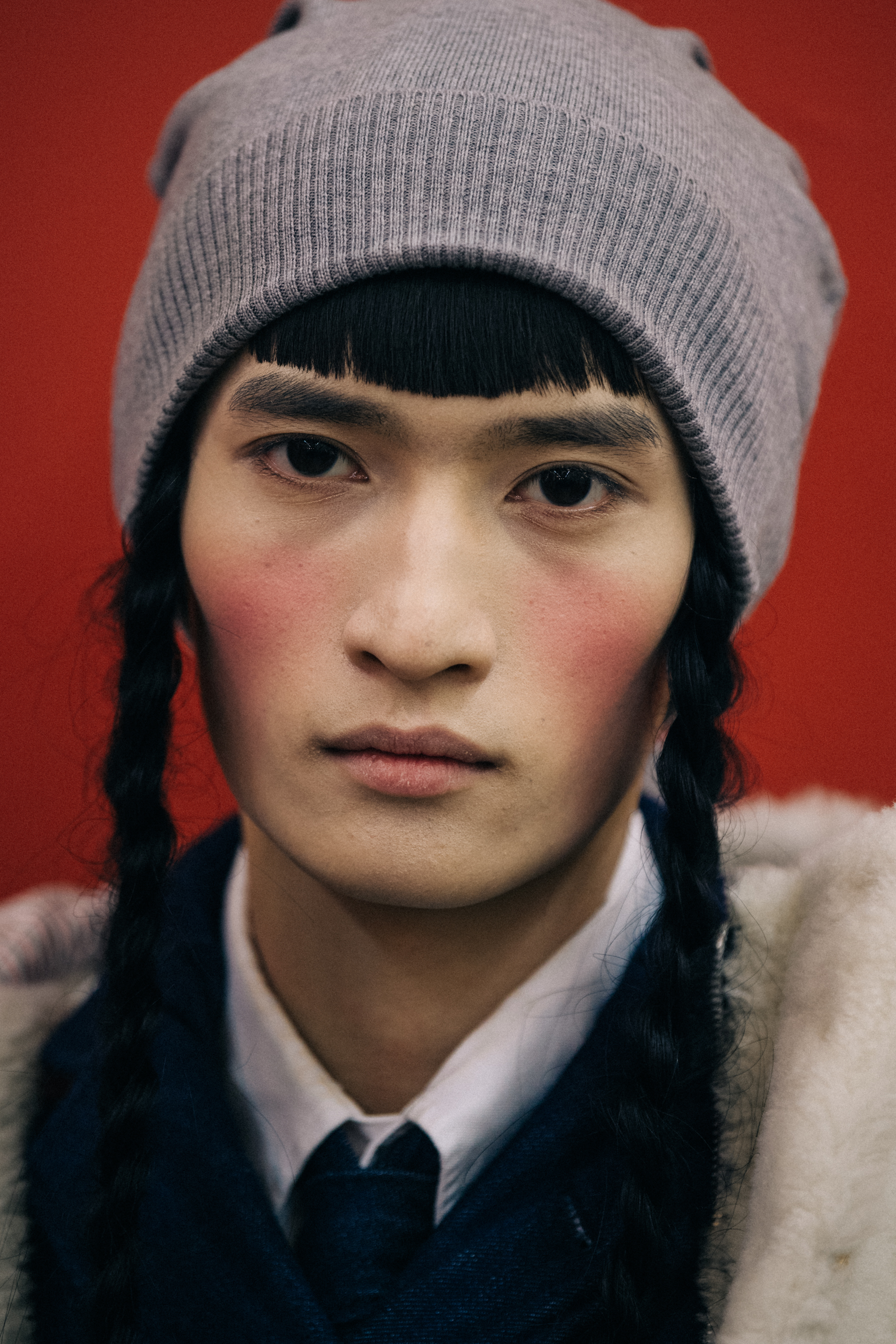 Portrait of model with pigtails
