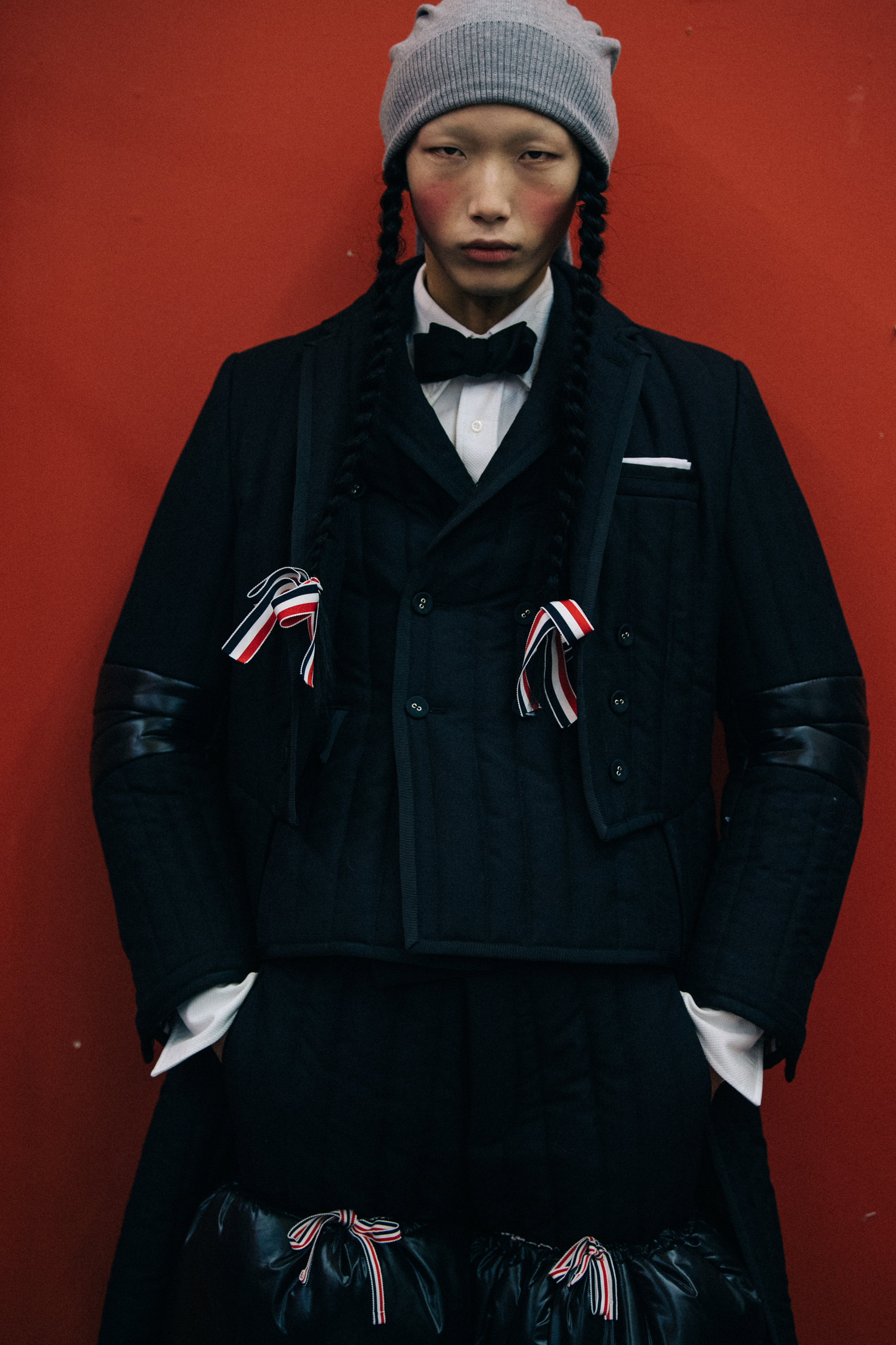 Su Min Kim backstage at Thom Browne