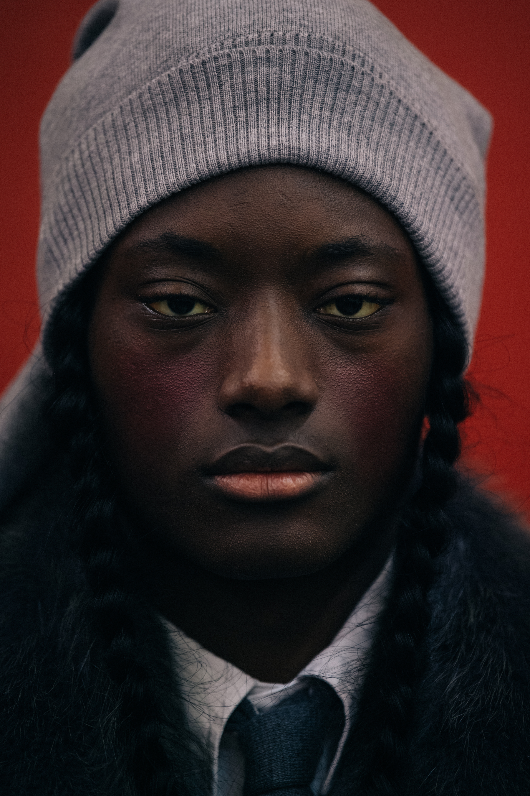 Portrait of model with pigtails
