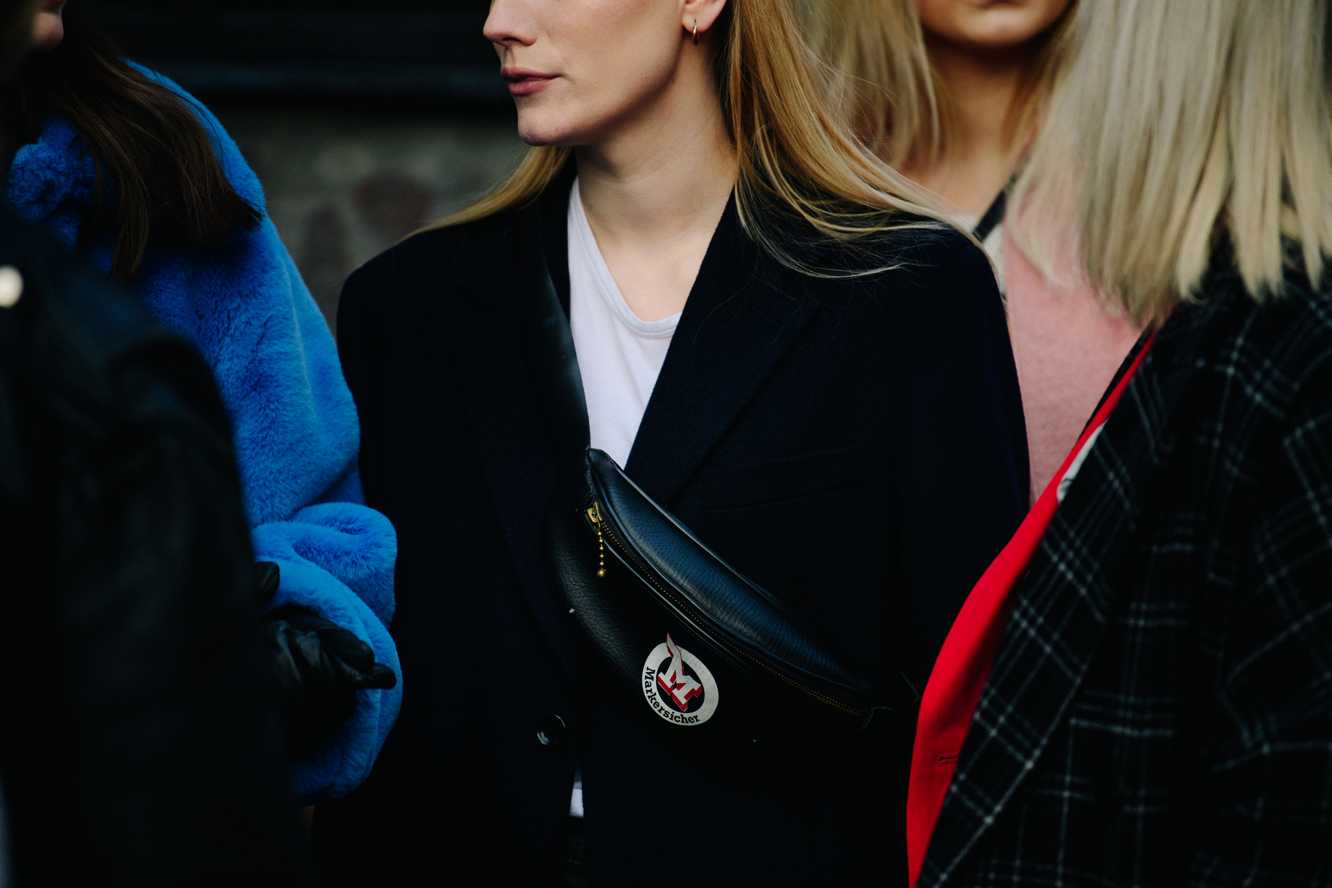 Girl wearing leather hip pack