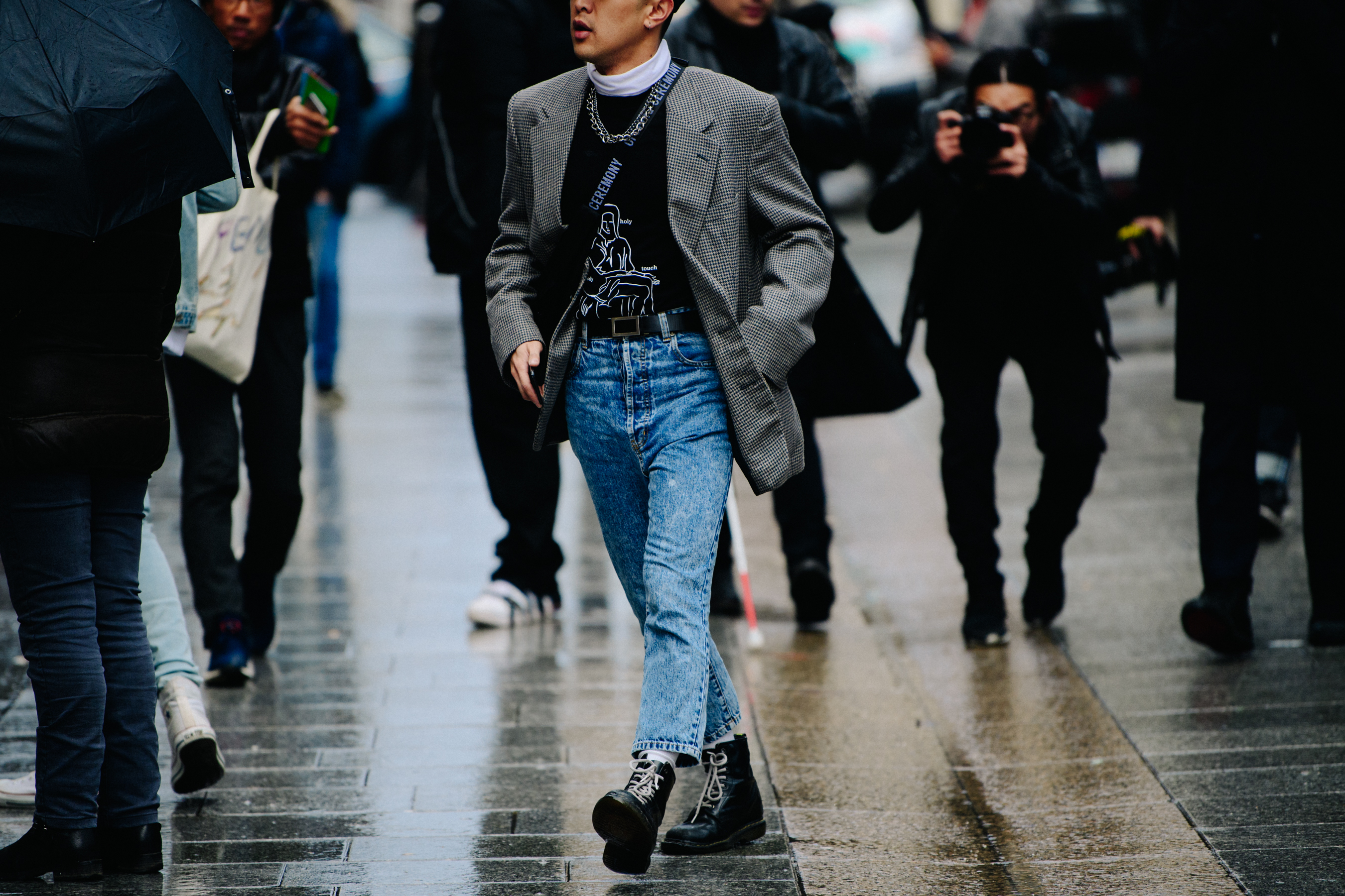 Man wearing black boots
