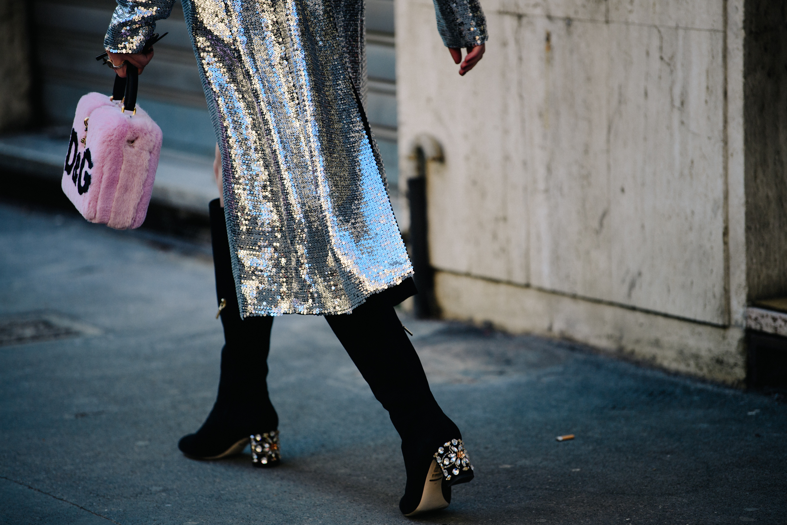 German blogger wearing silver and black