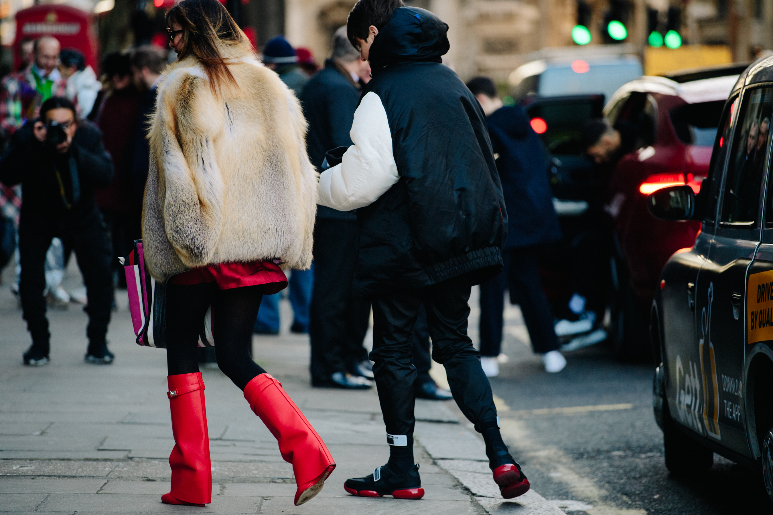 Couple wearing red shoes