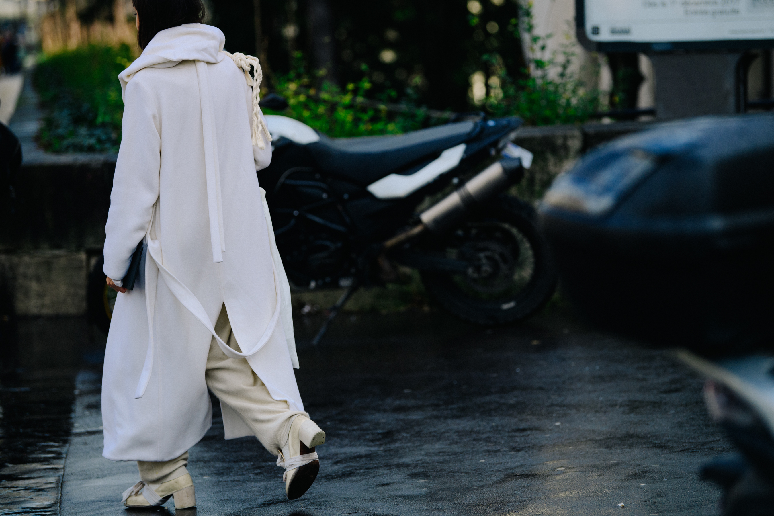 Woman wearing all cream outfit