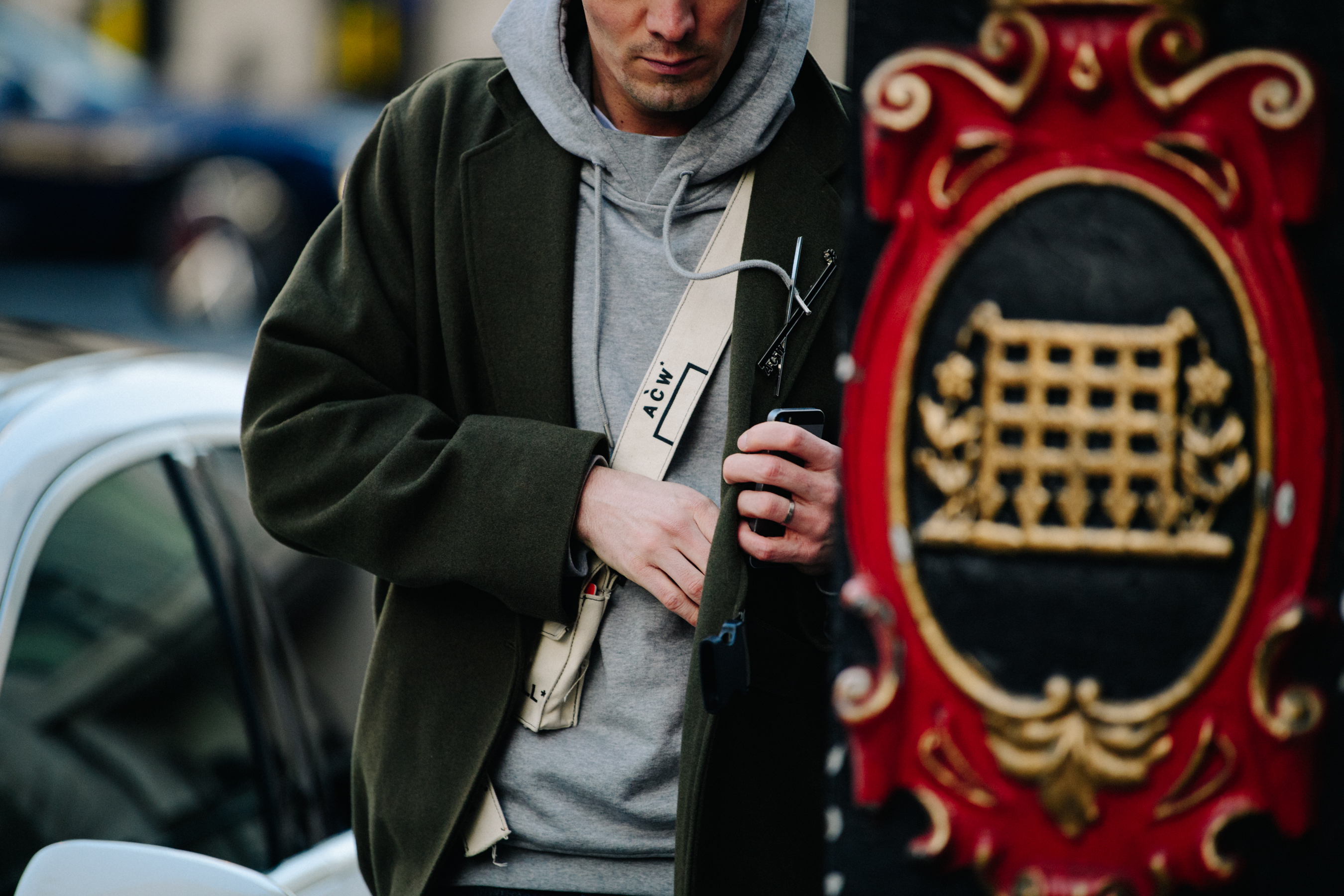 Man wearing A Cold Wall bag