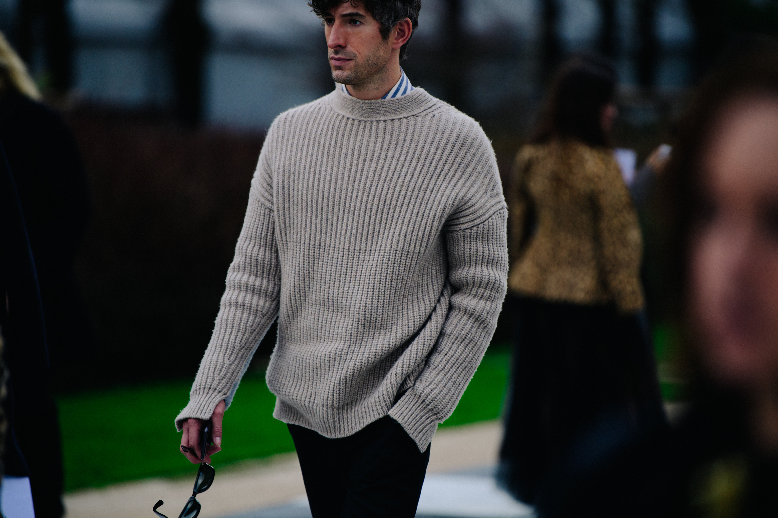 Man wearing knit wool jumper
