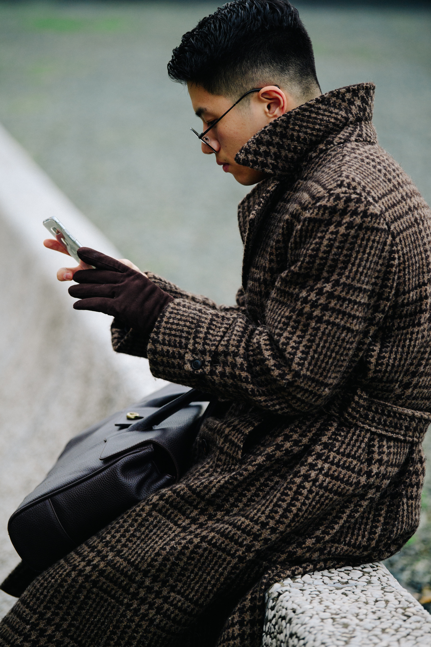 Man wearing thick wool coat