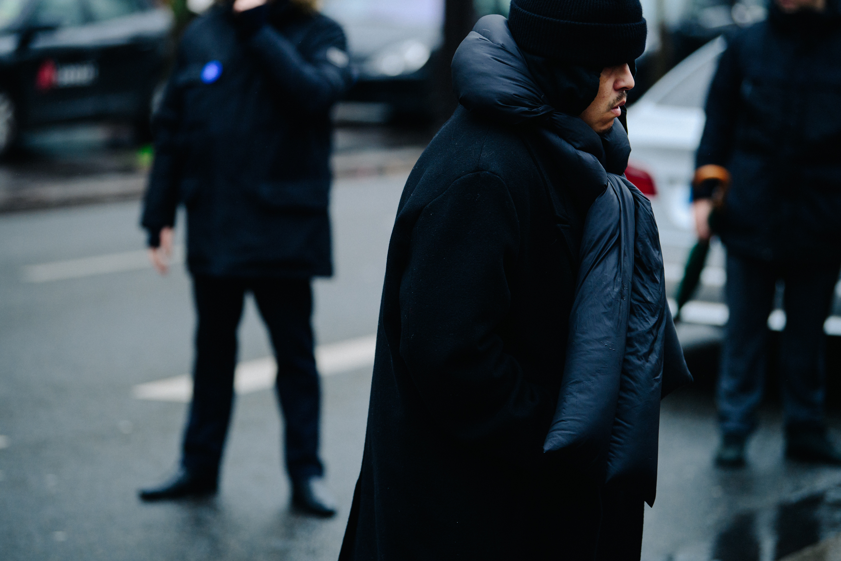 American designer wearing black