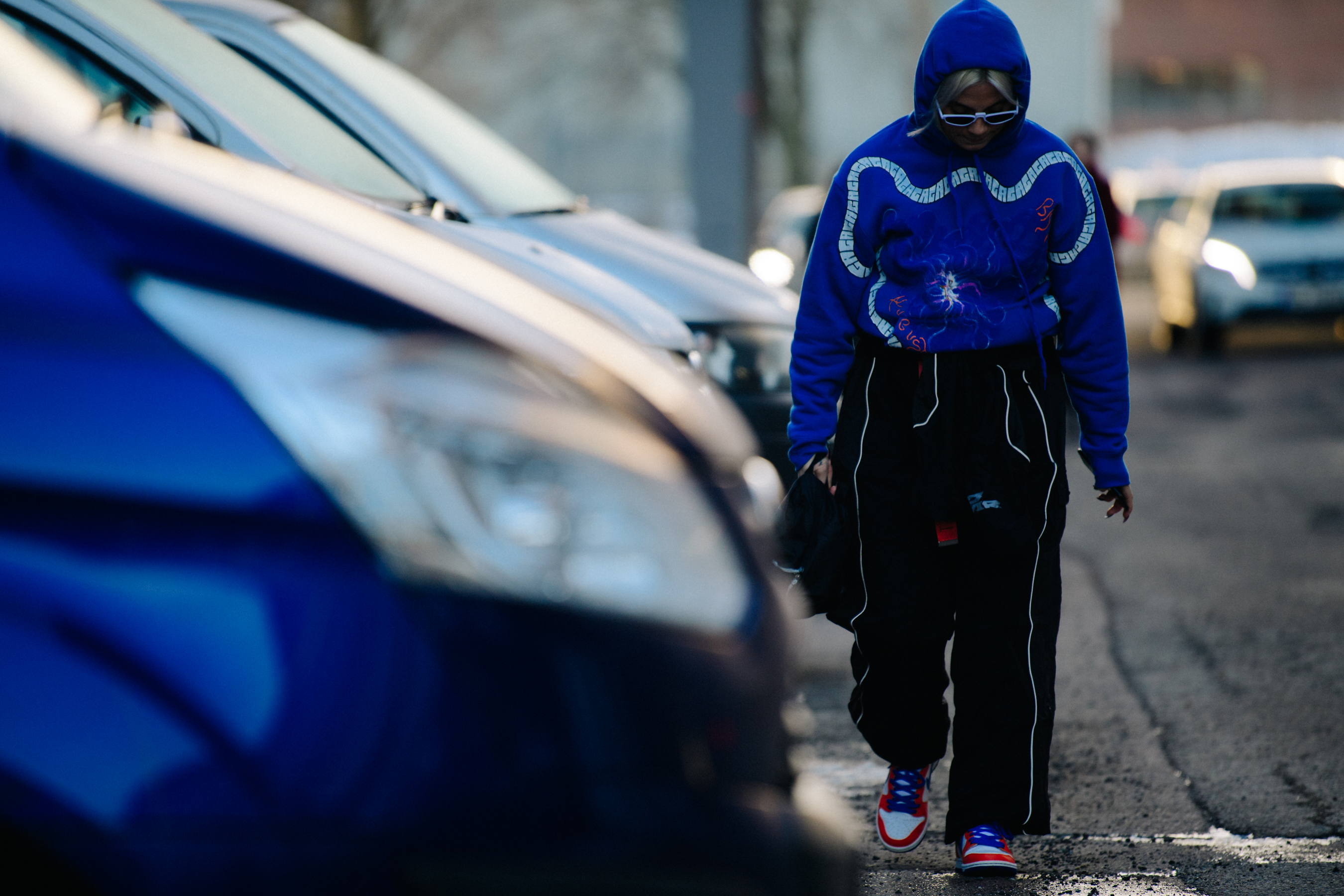 Norwegian blogger wearing blue hoody