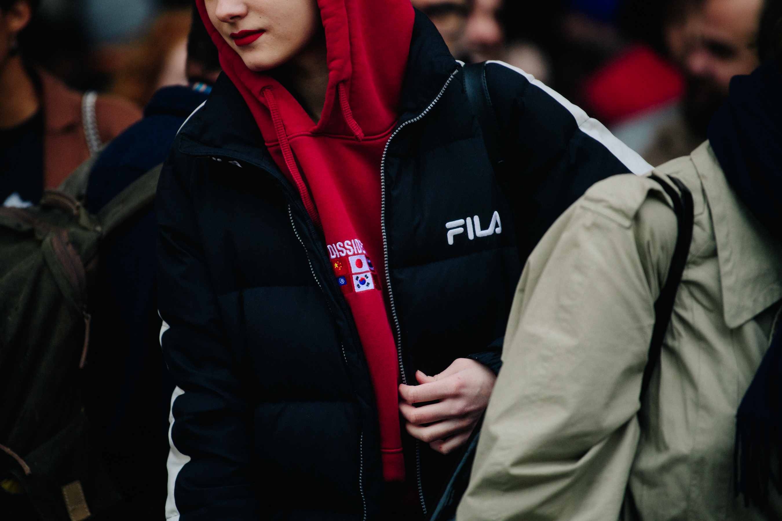 Irina Liss wearing red hoodie
