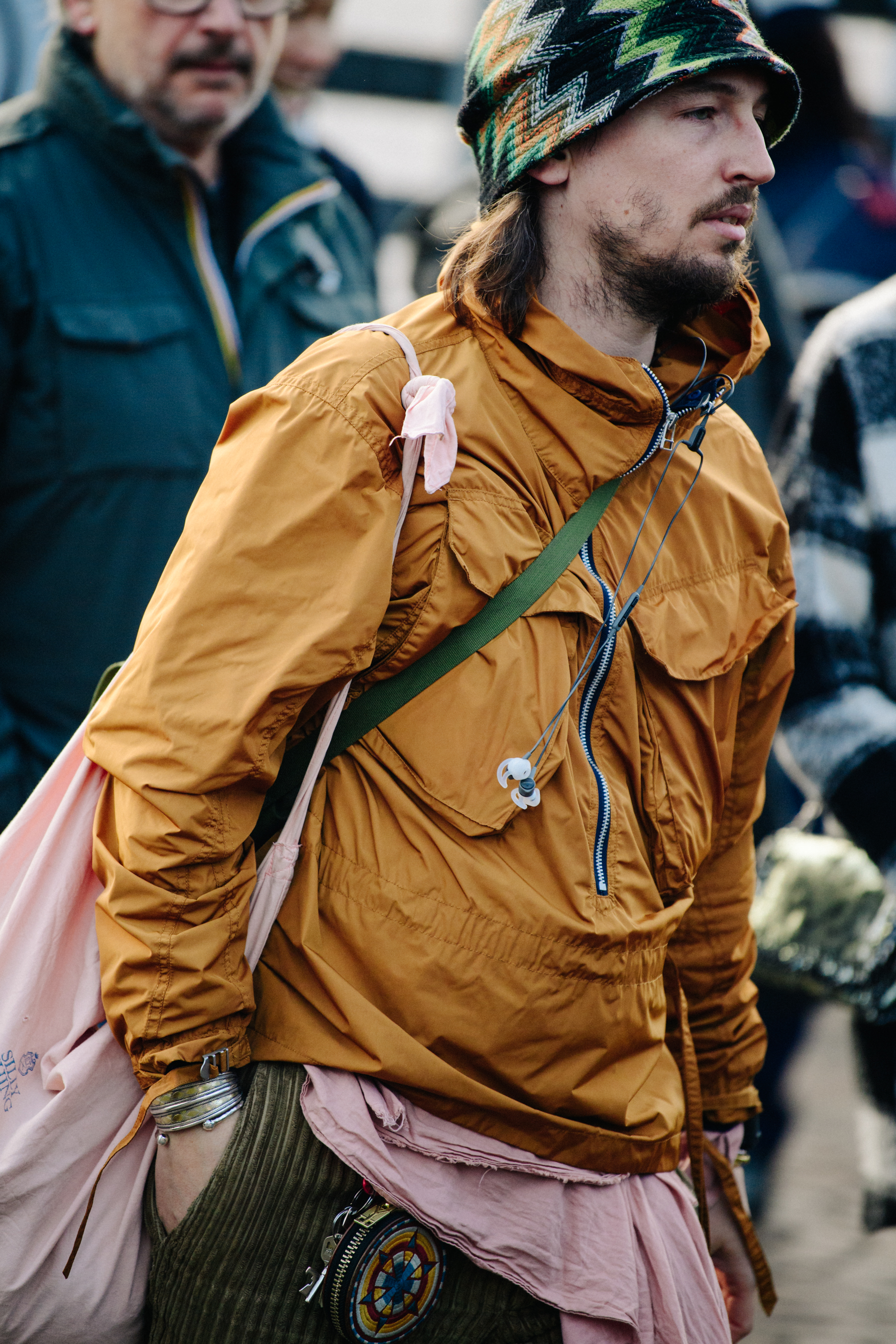 Canadian designer wearing brown anorak