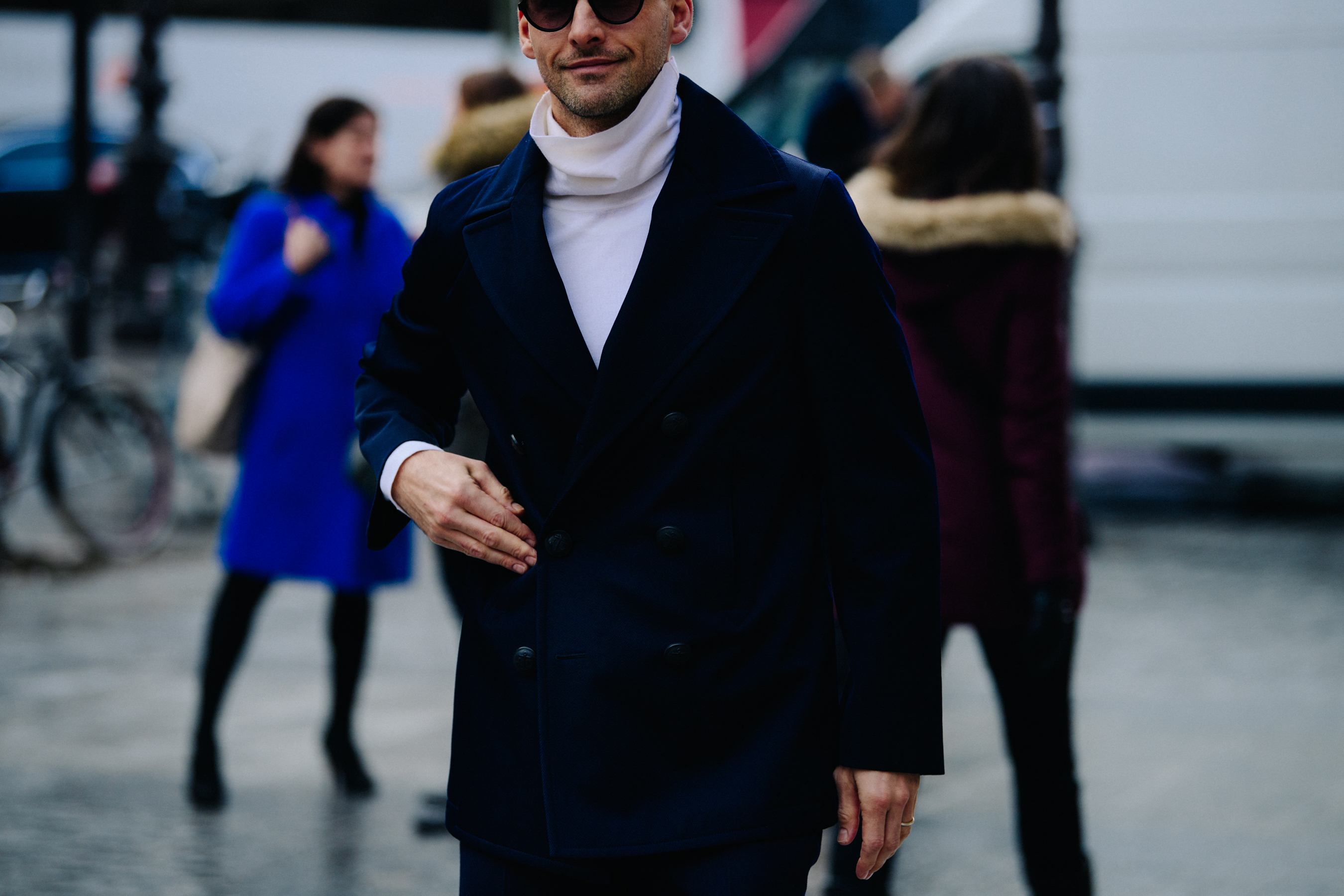 Man wearing white turtleneck