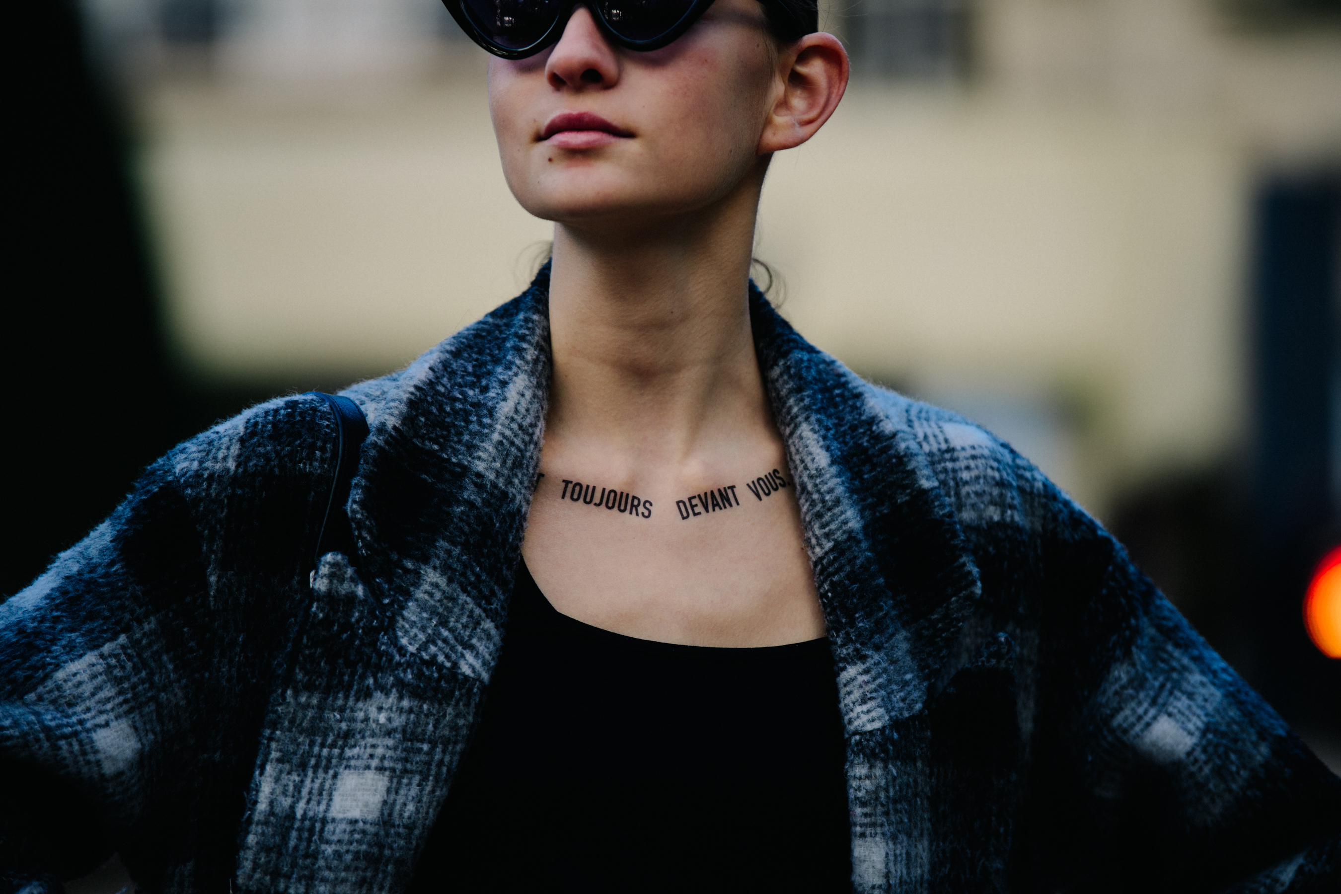 Ukrainian model wearing black sunglasses