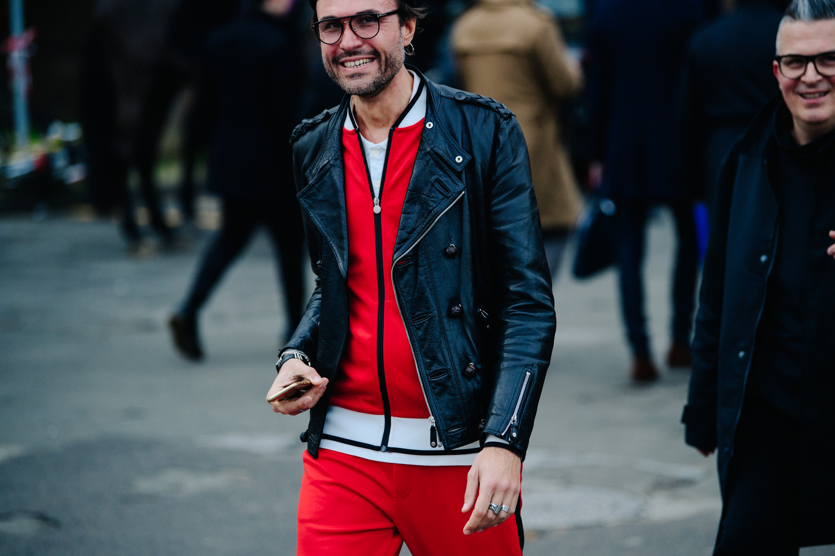 Spanish editor wearing red tracksuit
