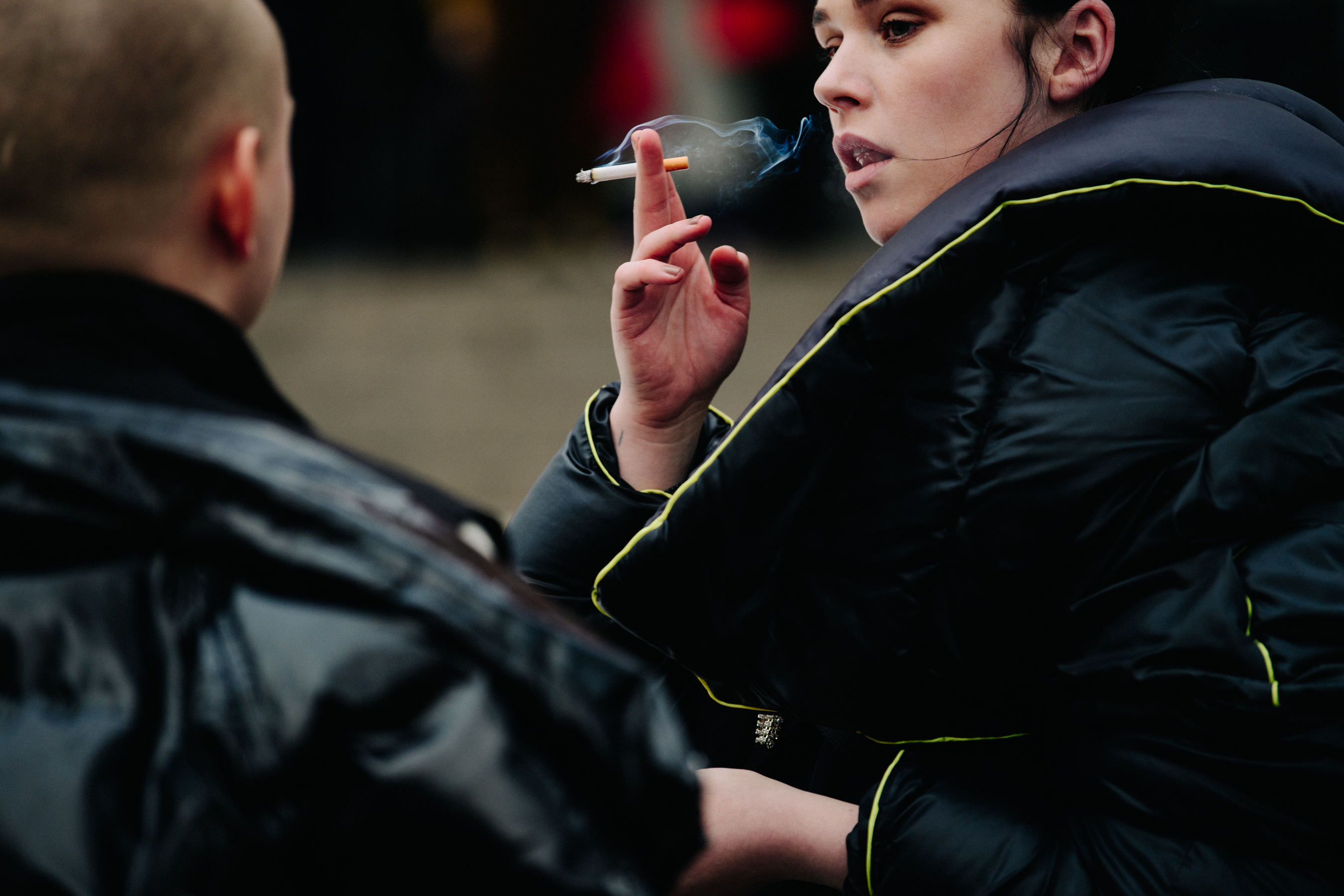 Norwegian woman smoking cigarette