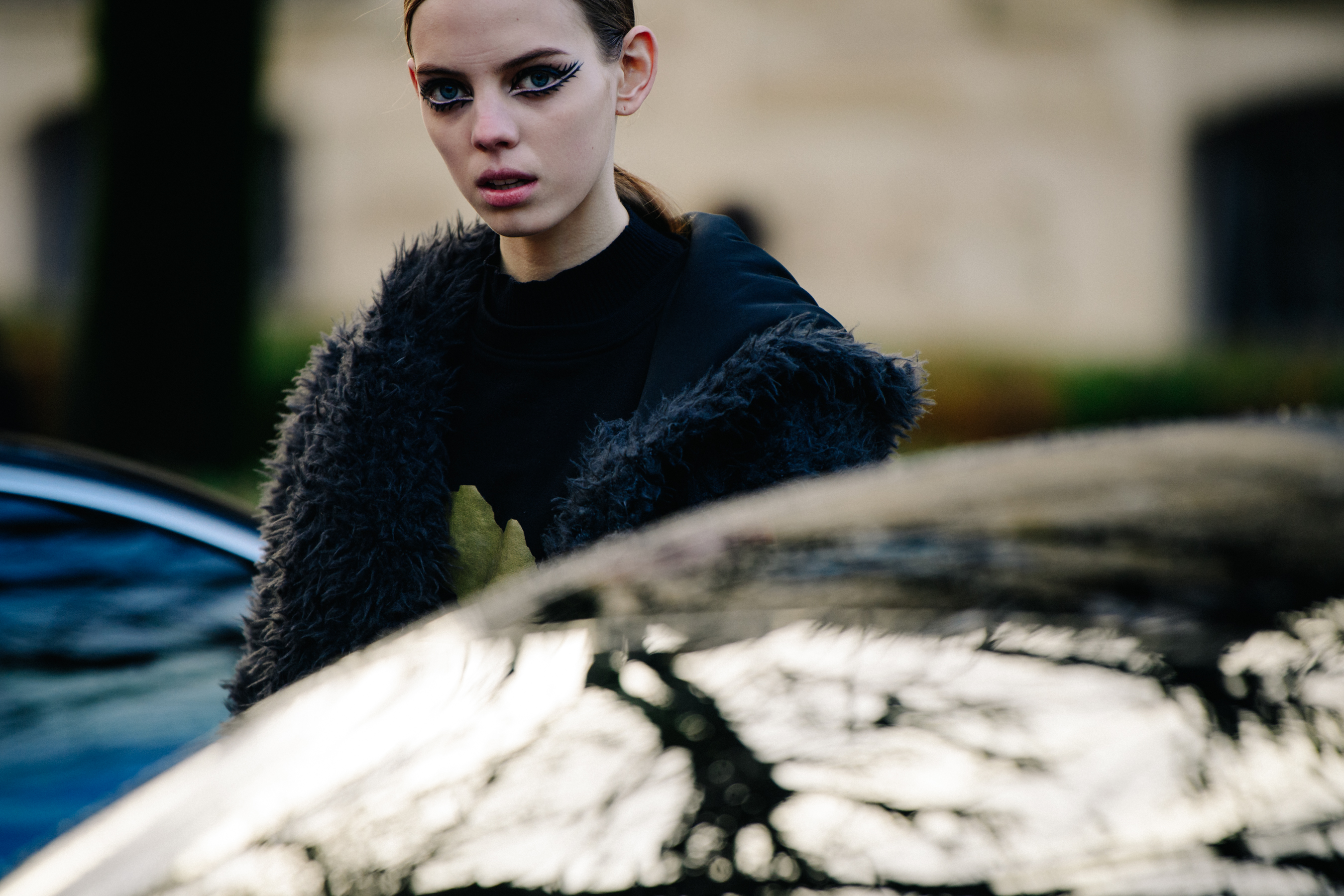 Model wearing eye makeup from Christian Dior show