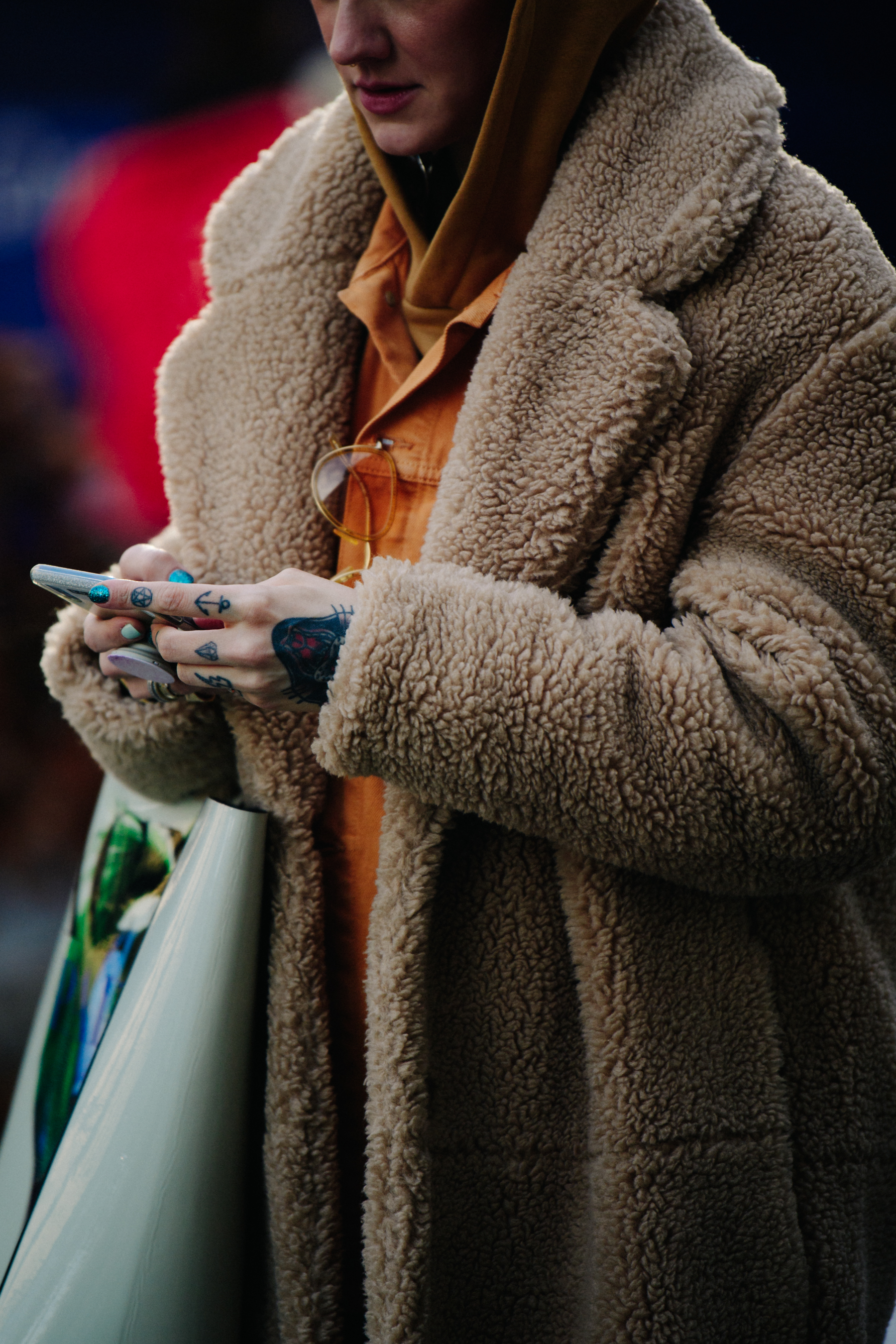Norwegian buyer wearing faux fur coat