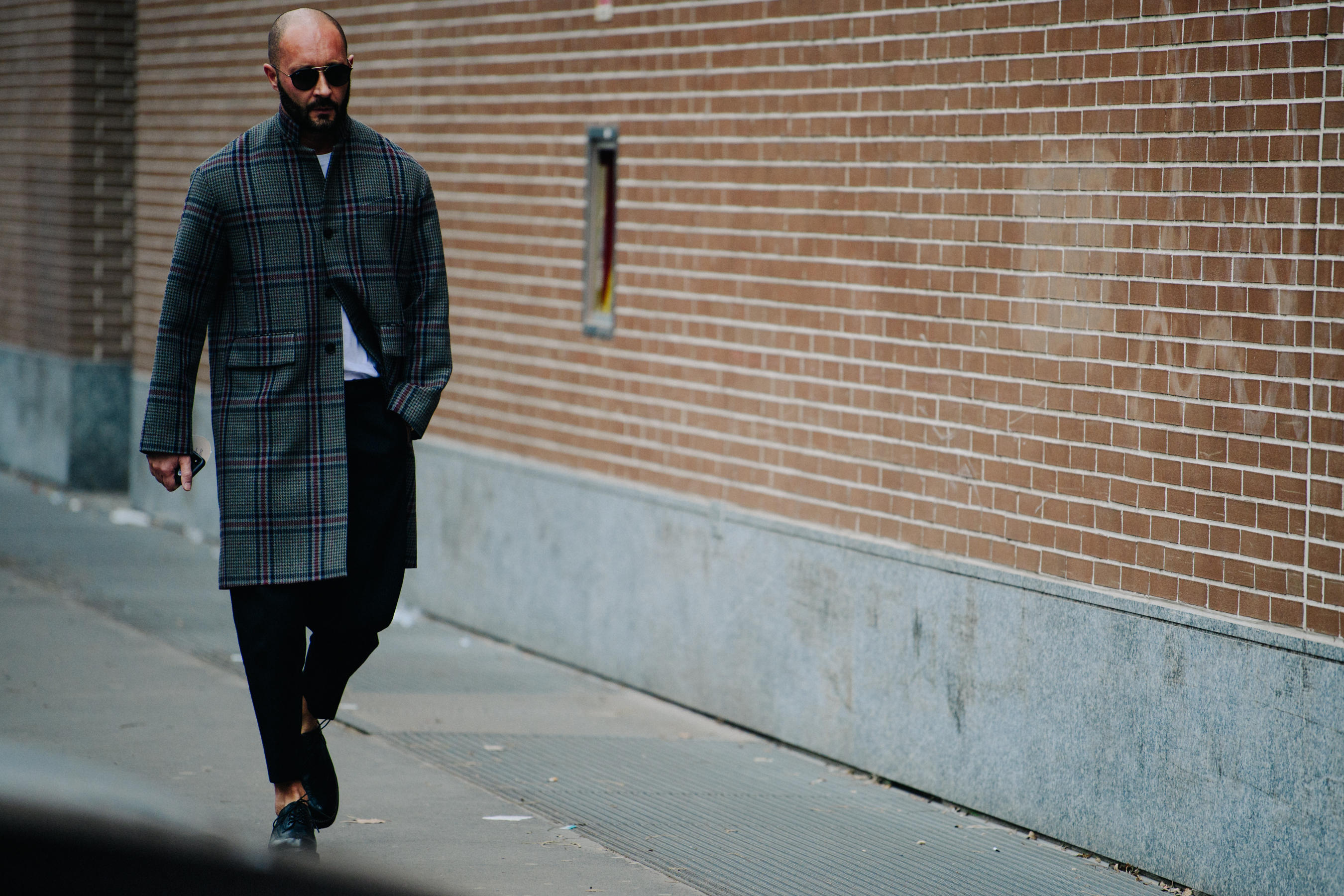 Man wearing grey wool coat